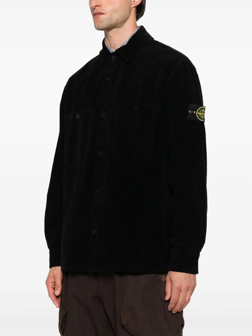STONE ISLAND Comfortable Overshirt with Pockets and Snap Fasteners