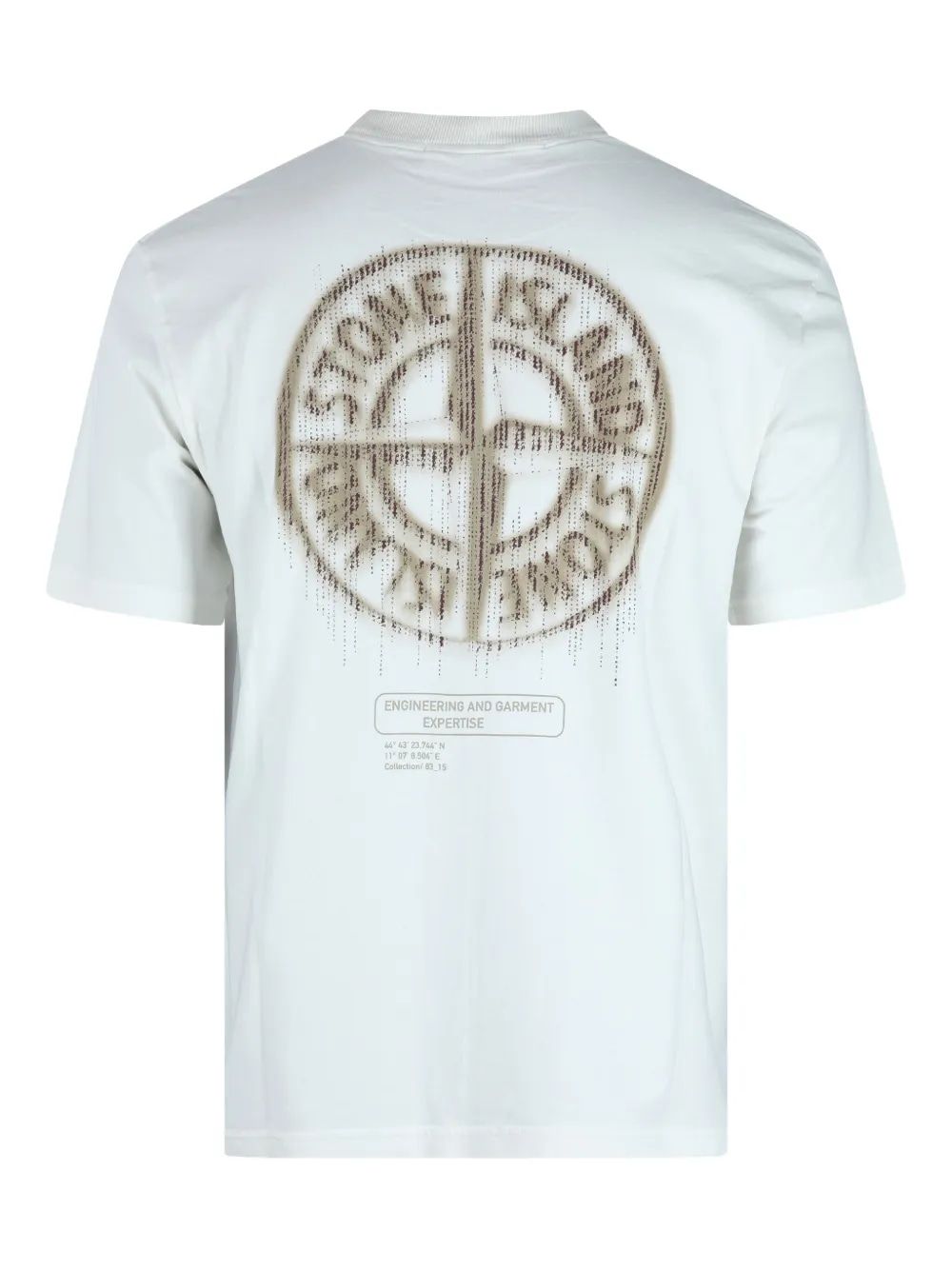 STONE ISLAND Combed Organic Cotton T-Shirt with Bleeding Numbers Compass Print - SS