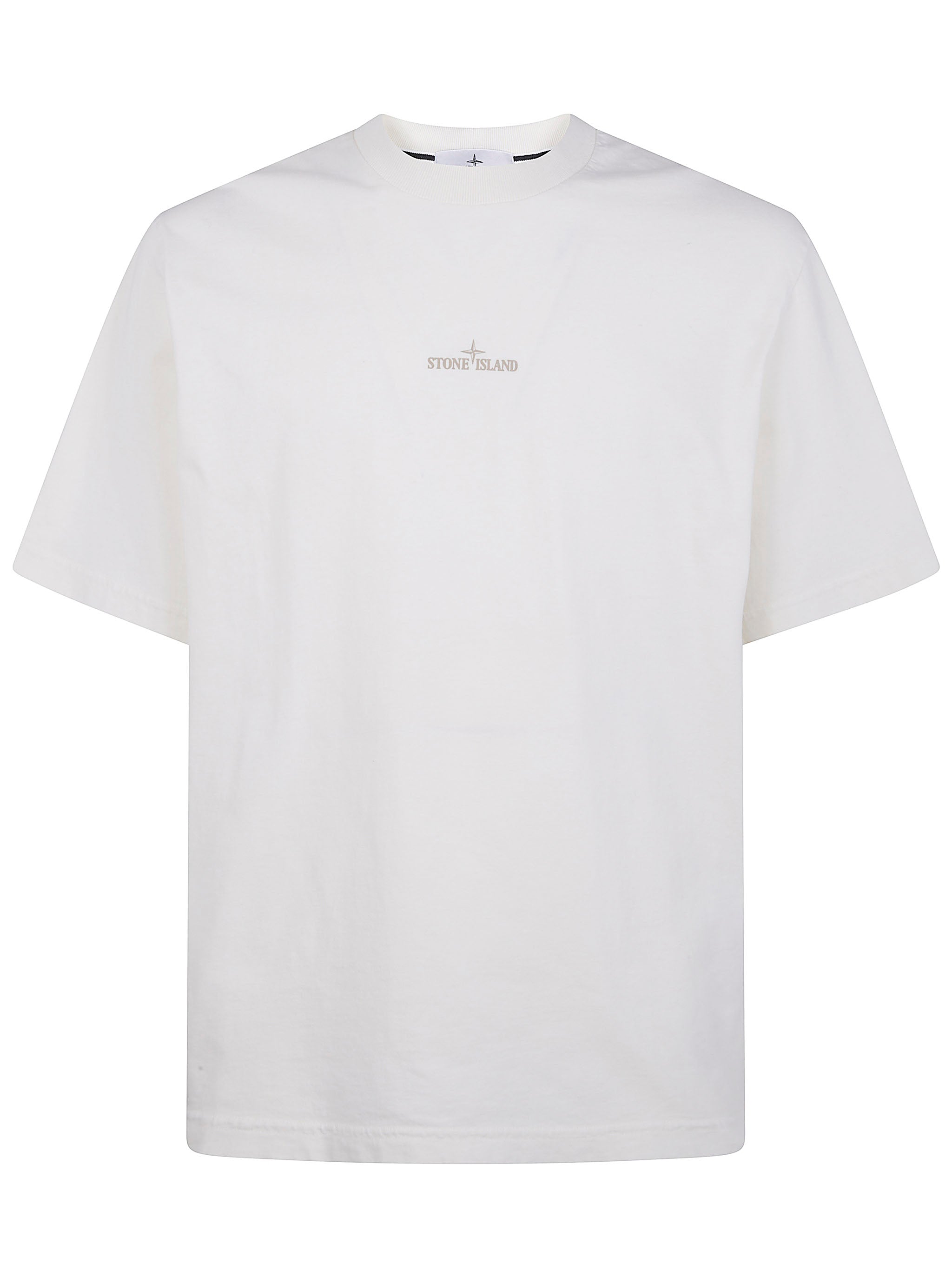 STONE ISLAND Combed Organic Cotton T-Shirt with Bleeding Numbers Compass Print - SS