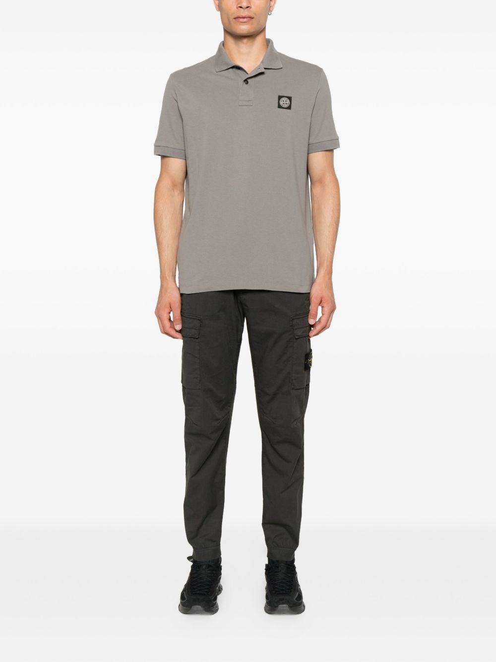 STONE ISLAND Logo Cotton Polo Shirt for Men