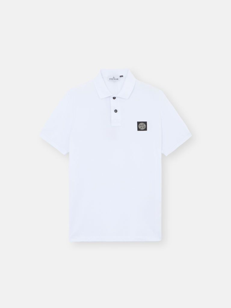 STONE ISLAND Short Sleeve Polo with Ribbed Collar for Men