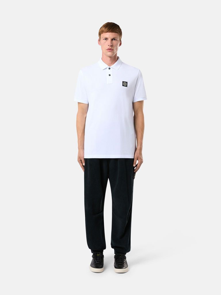 STONE ISLAND Short Sleeve Polo with Ribbed Collar for Men