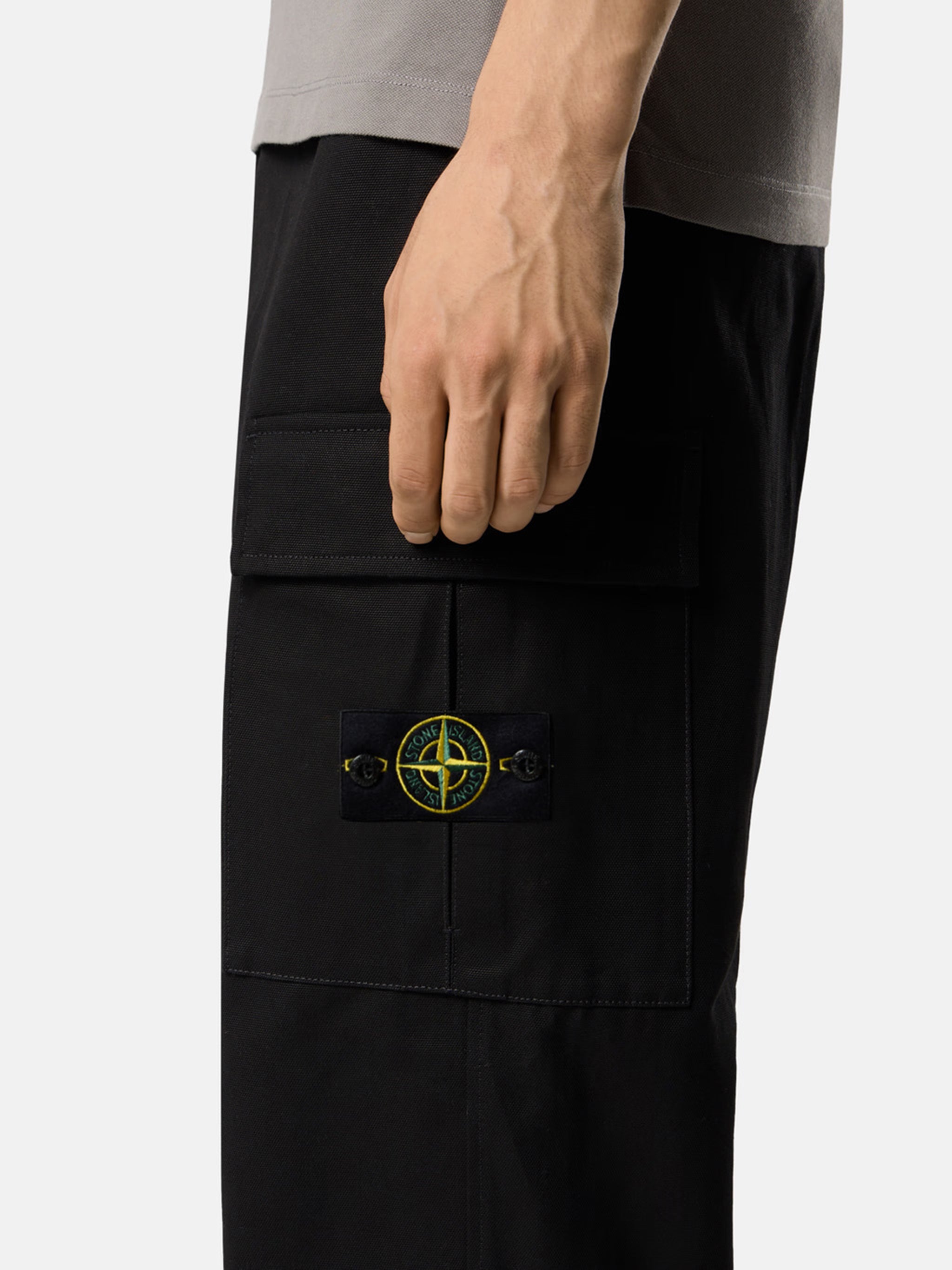 STONE ISLAND Men's Loose Fit Panama Cotton Pants with Cargo Pockets