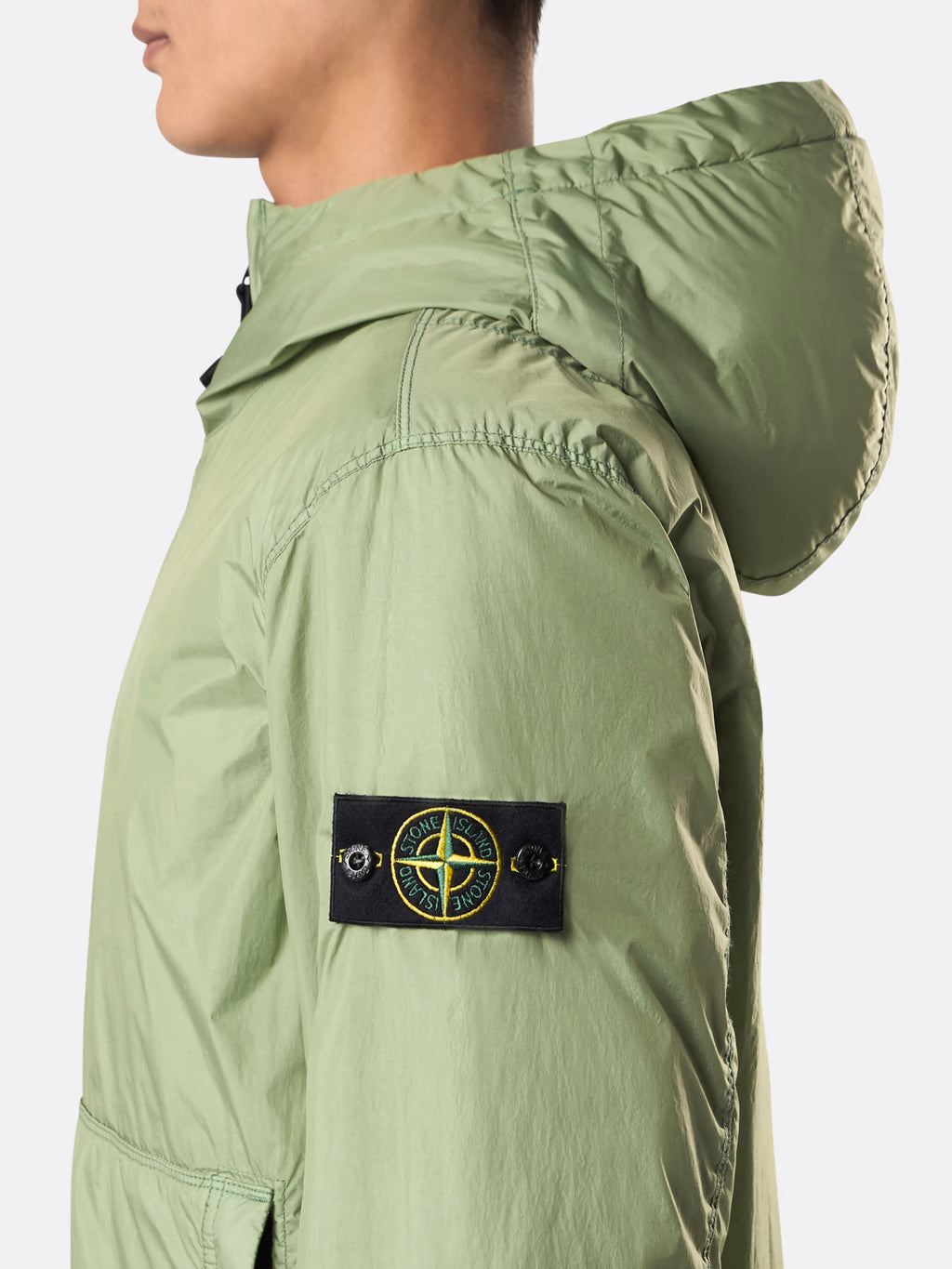 STONE ISLAND Men's Down Jacket with Hood and Slanted Pockets - Size M