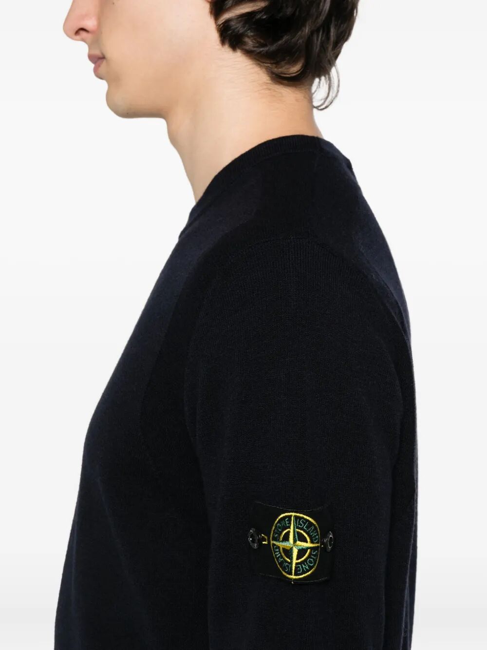 STONE ISLAND Stretch Wool Crewneck Sweater with Reverse Stitch Details
