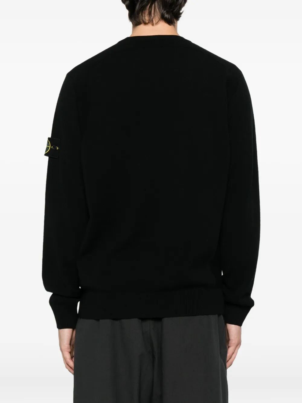 STONE ISLAND Stretch Wool Crewneck Sweater with Reverse Stitch Details