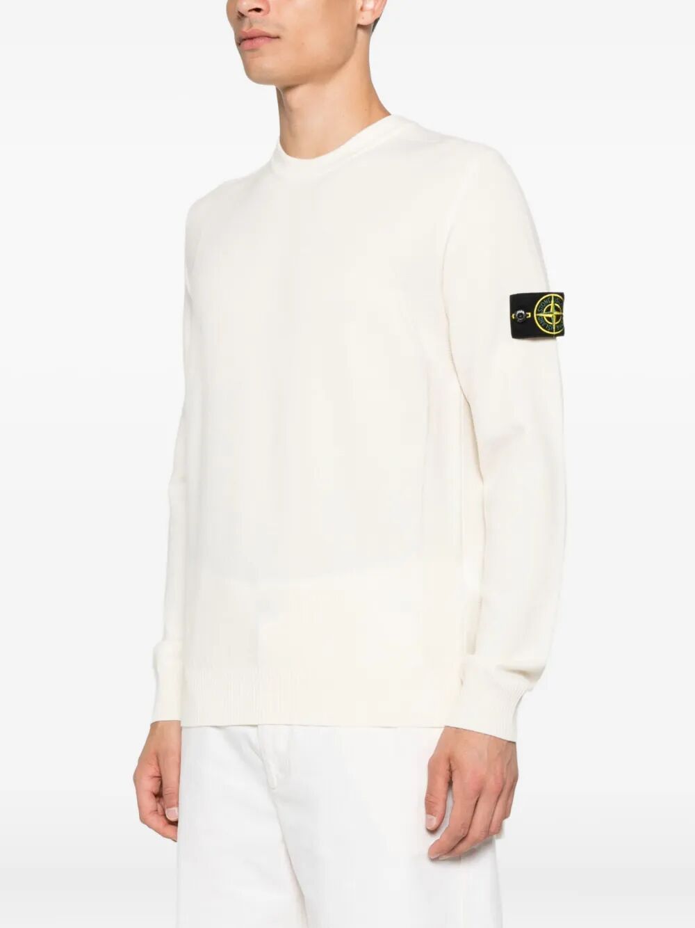 STONE ISLAND Stretch Wool Crewneck Sweater with Reverse Stitch Details