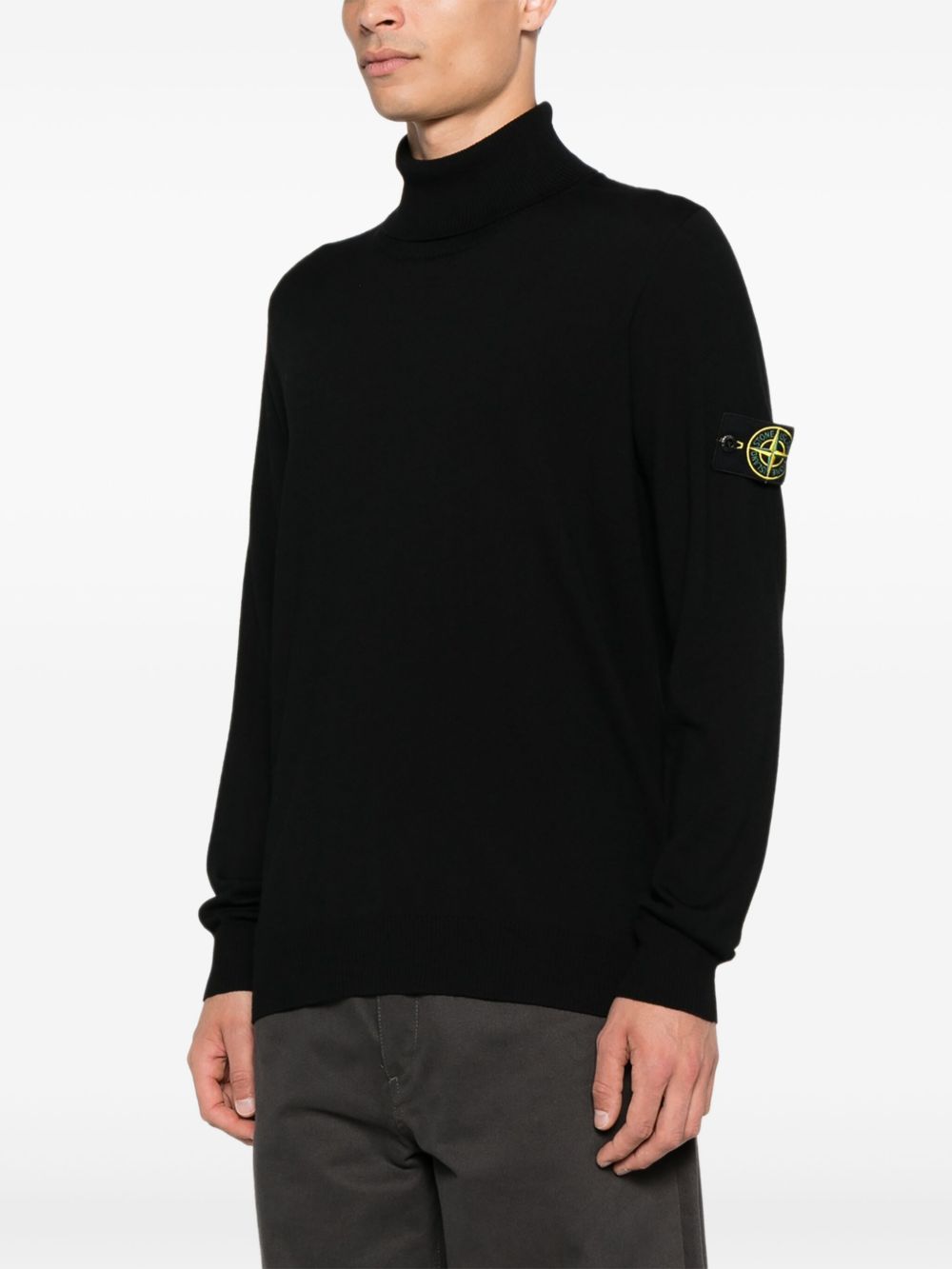 STONE ISLAND Ribbed Wool Turtleneck Sweater for Men