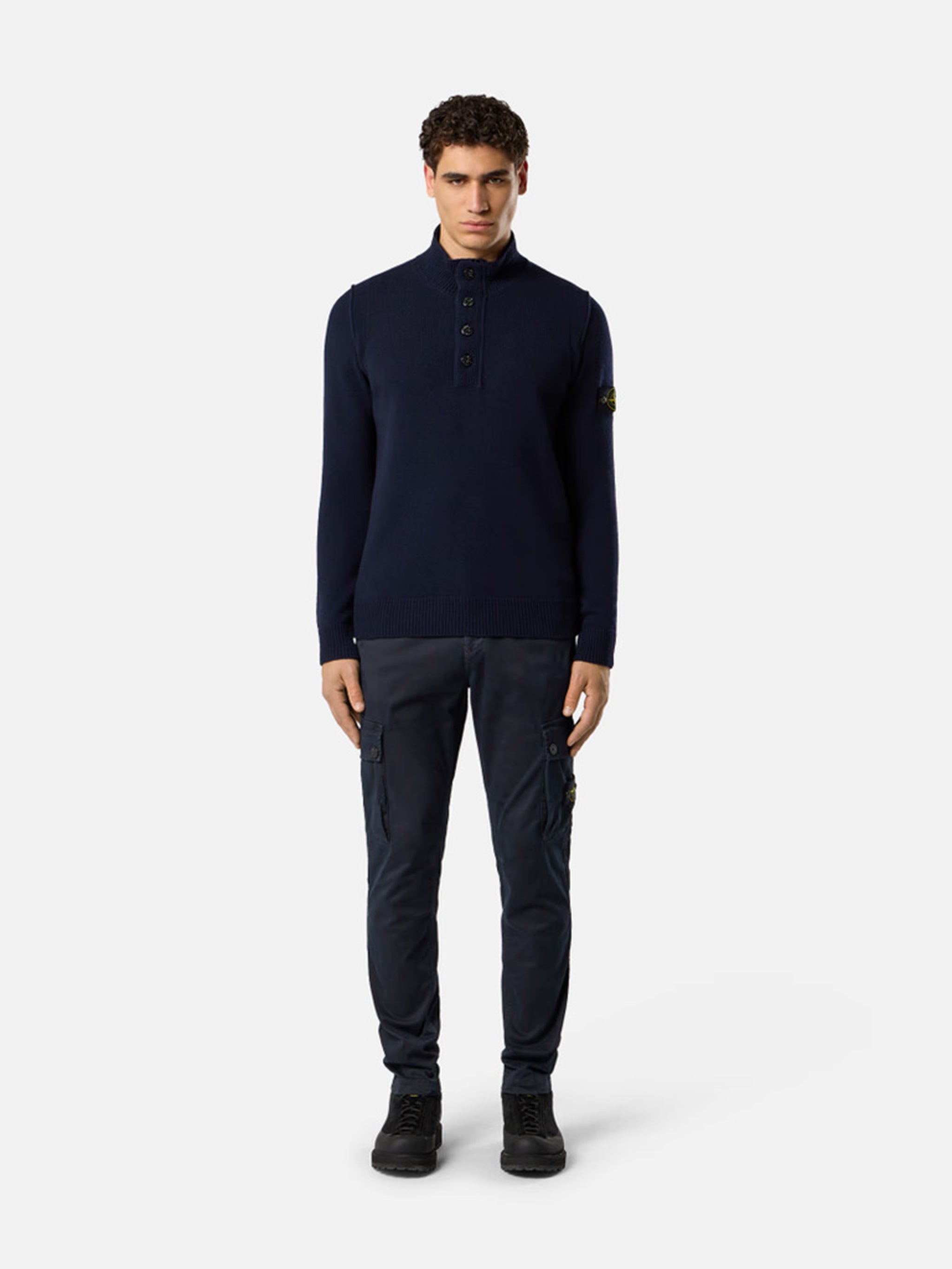 STONE ISLAND Ribbed Stand Collar Jumper - Size M