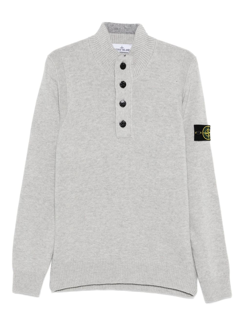 STONE ISLAND Men's High Neck Wool Sweater with Button Detail