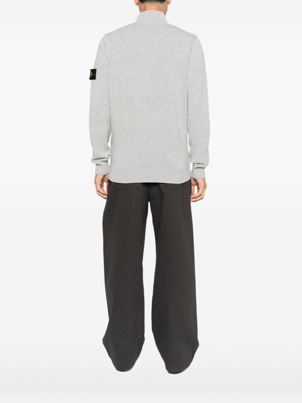 STONE ISLAND Men's High Neck Wool Sweater with Button Detail