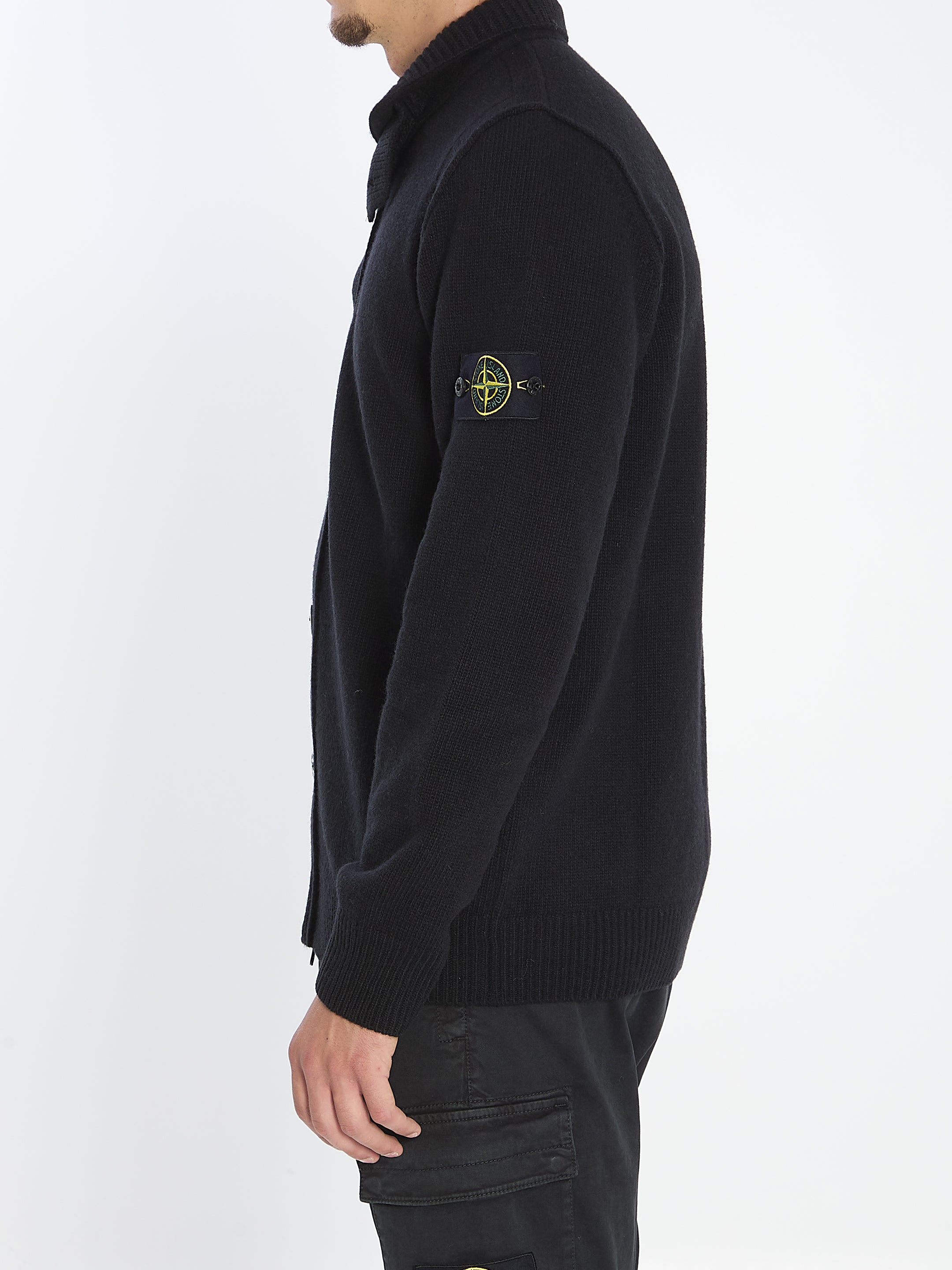 STONE ISLAND Men's Lambswool Blend Sweater with Felt Details - Size L