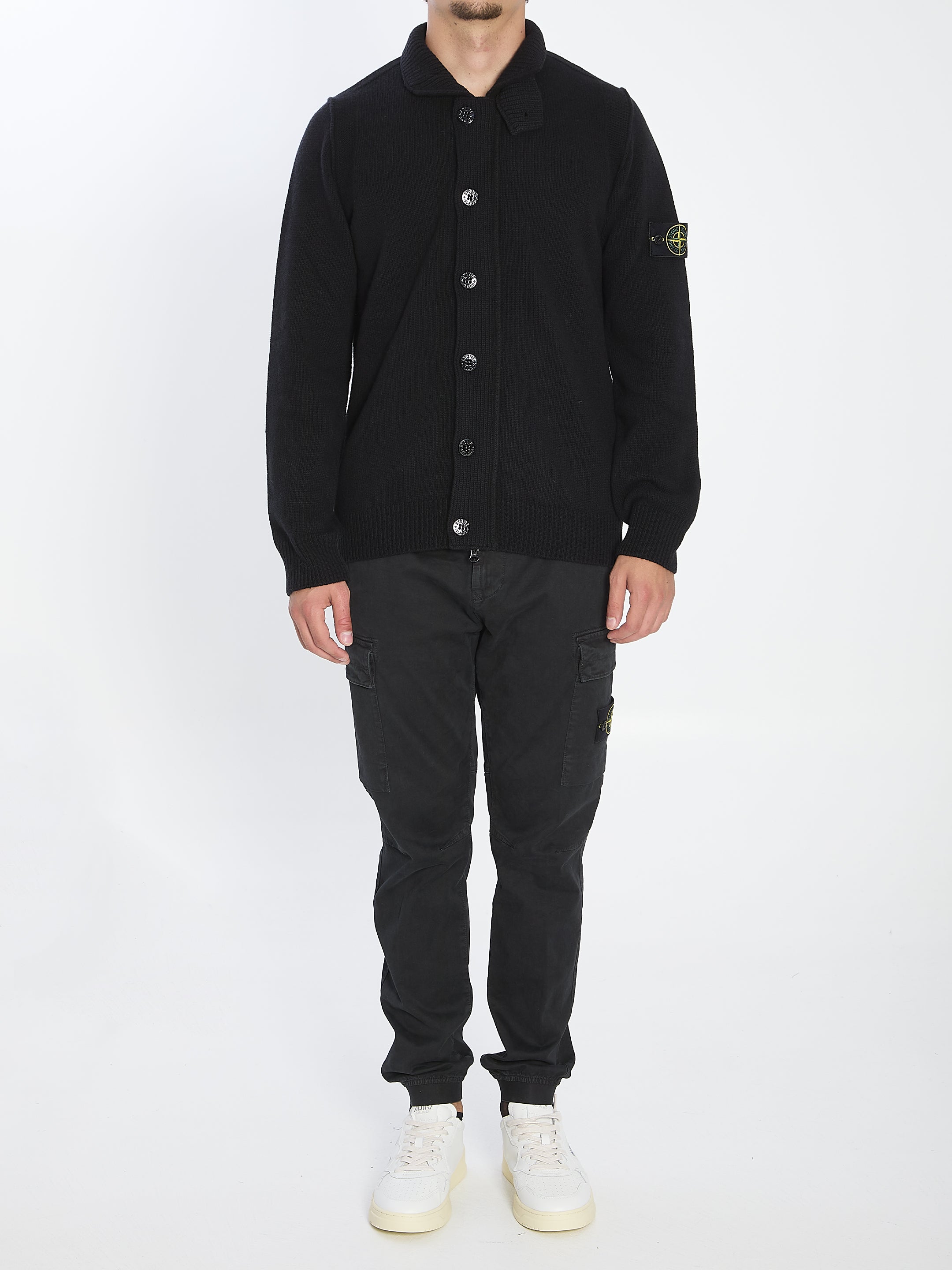 STONE ISLAND Men's Lambswool Blend Sweater with Felt Details - Size L