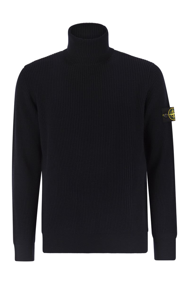 STONE ISLAND Ribbed Wool Turtleneck Pullover for Men