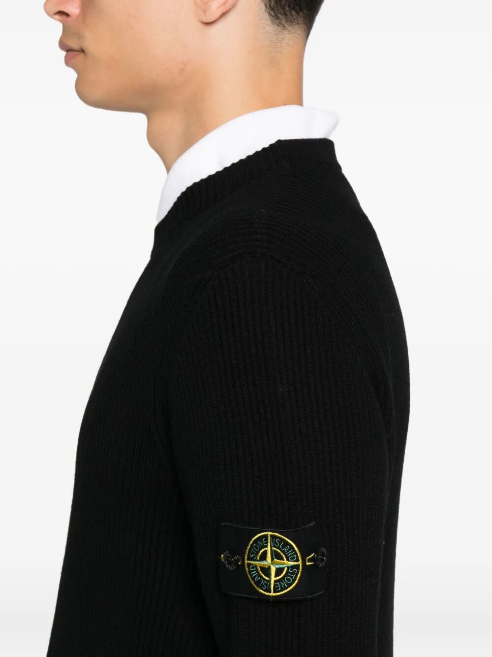 STONE ISLAND Crew-Neck Jumper with Ribbed Edges - Regular Fit