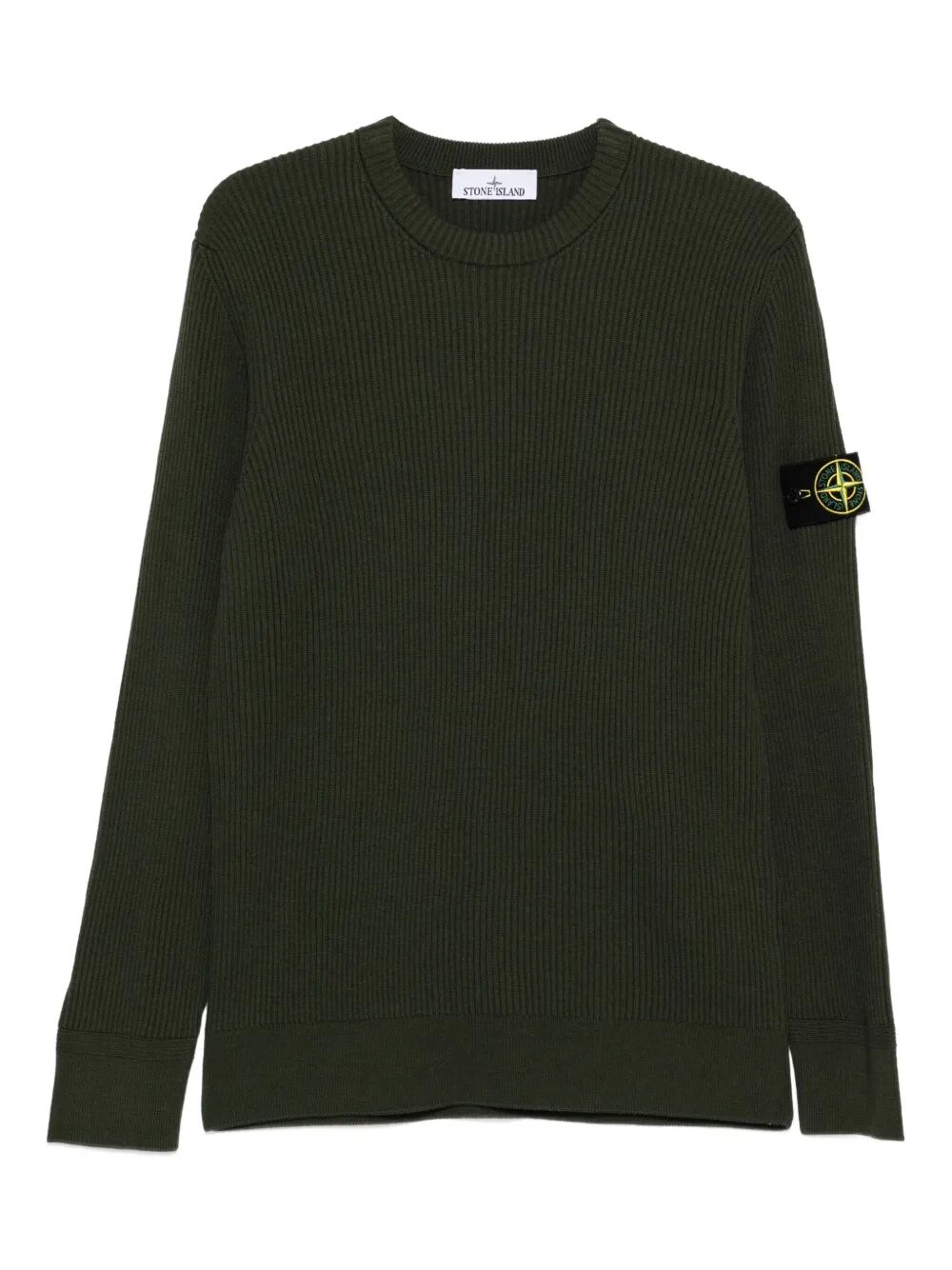 STONE ISLAND Ribbed Knit Crew Neck Sweater