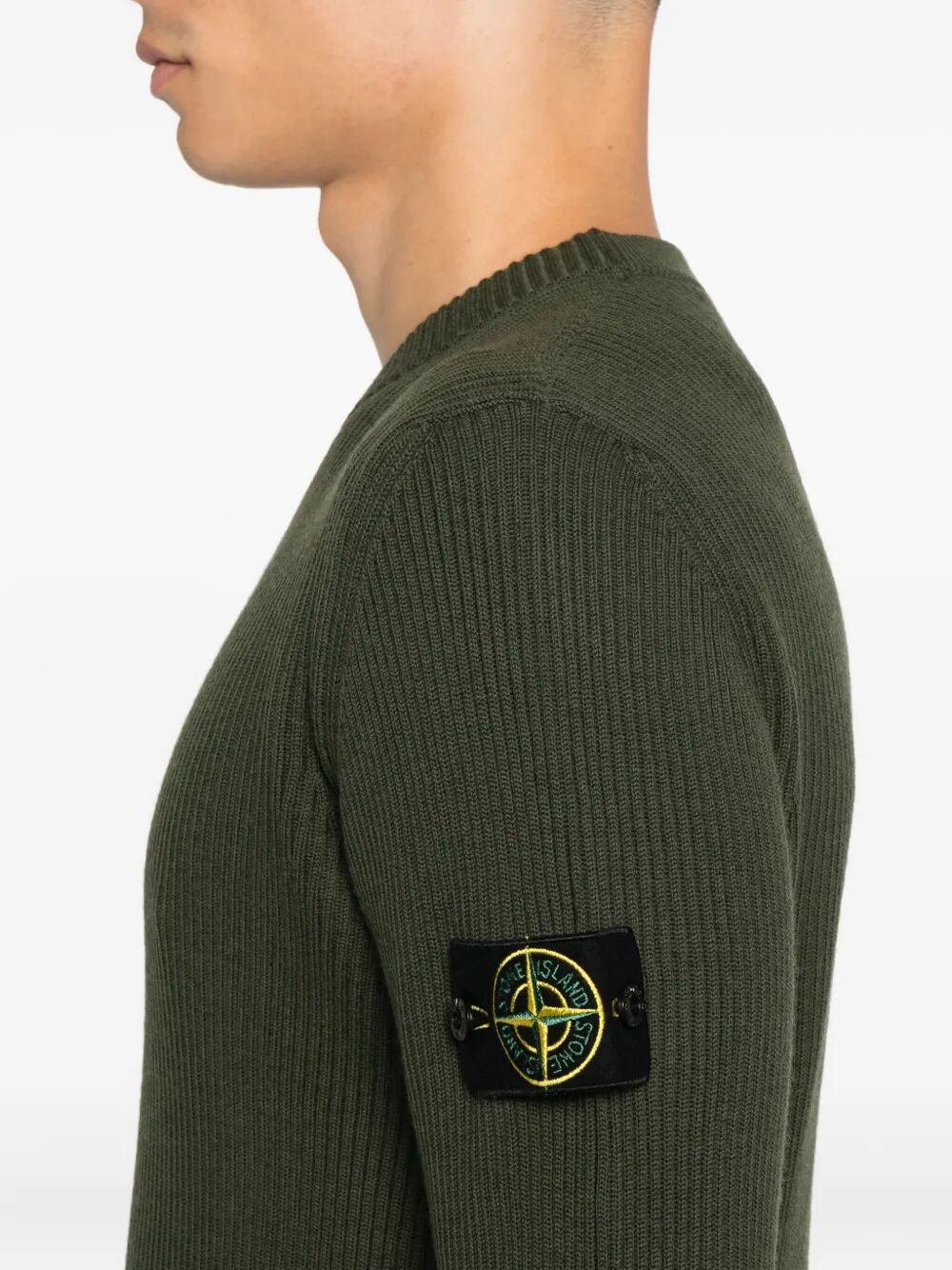 STONE ISLAND Ribbed Knit Crew Neck Sweater