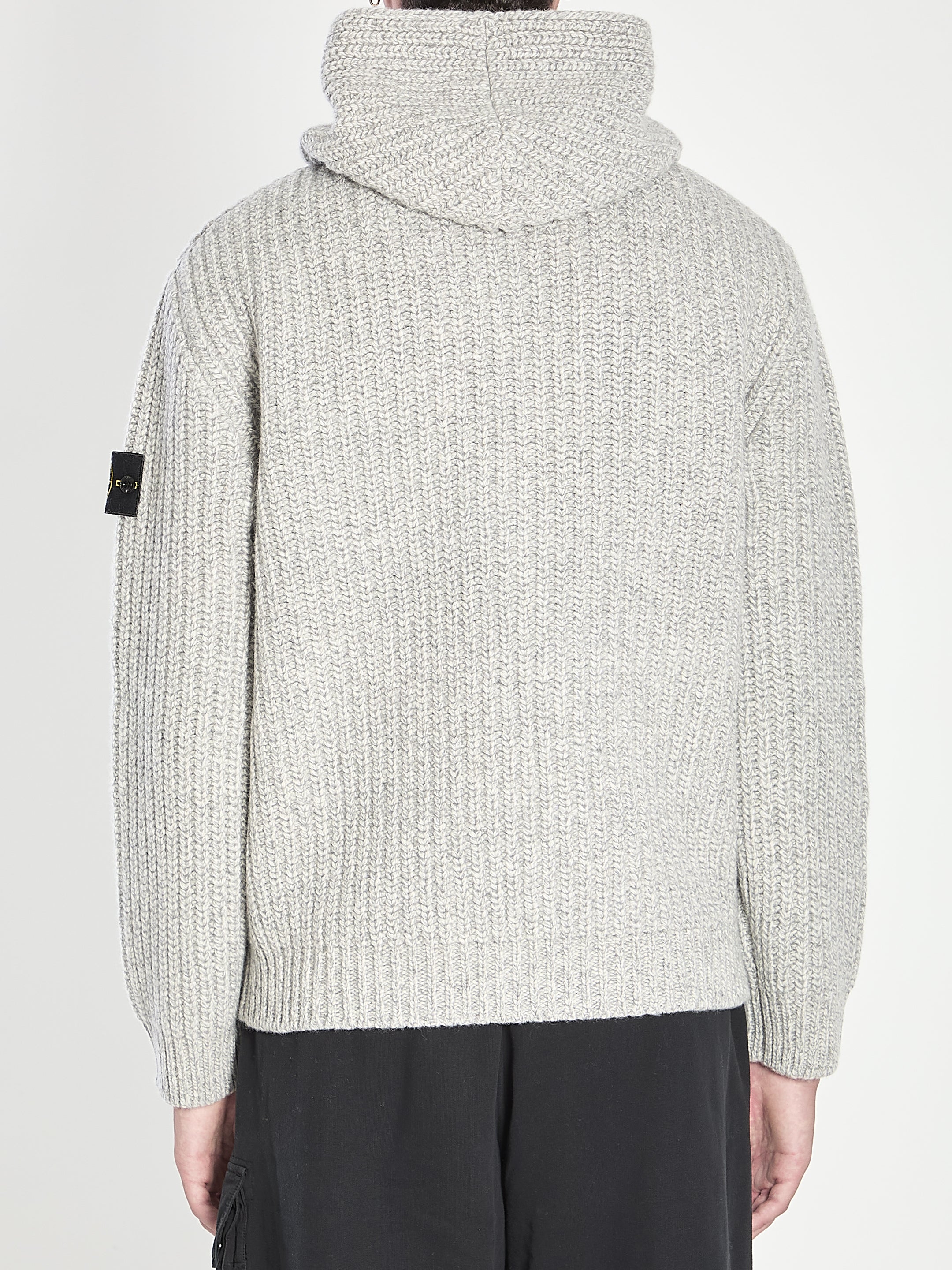 STONE ISLAND Oversized Fisherman Sweater with Hood - Men's