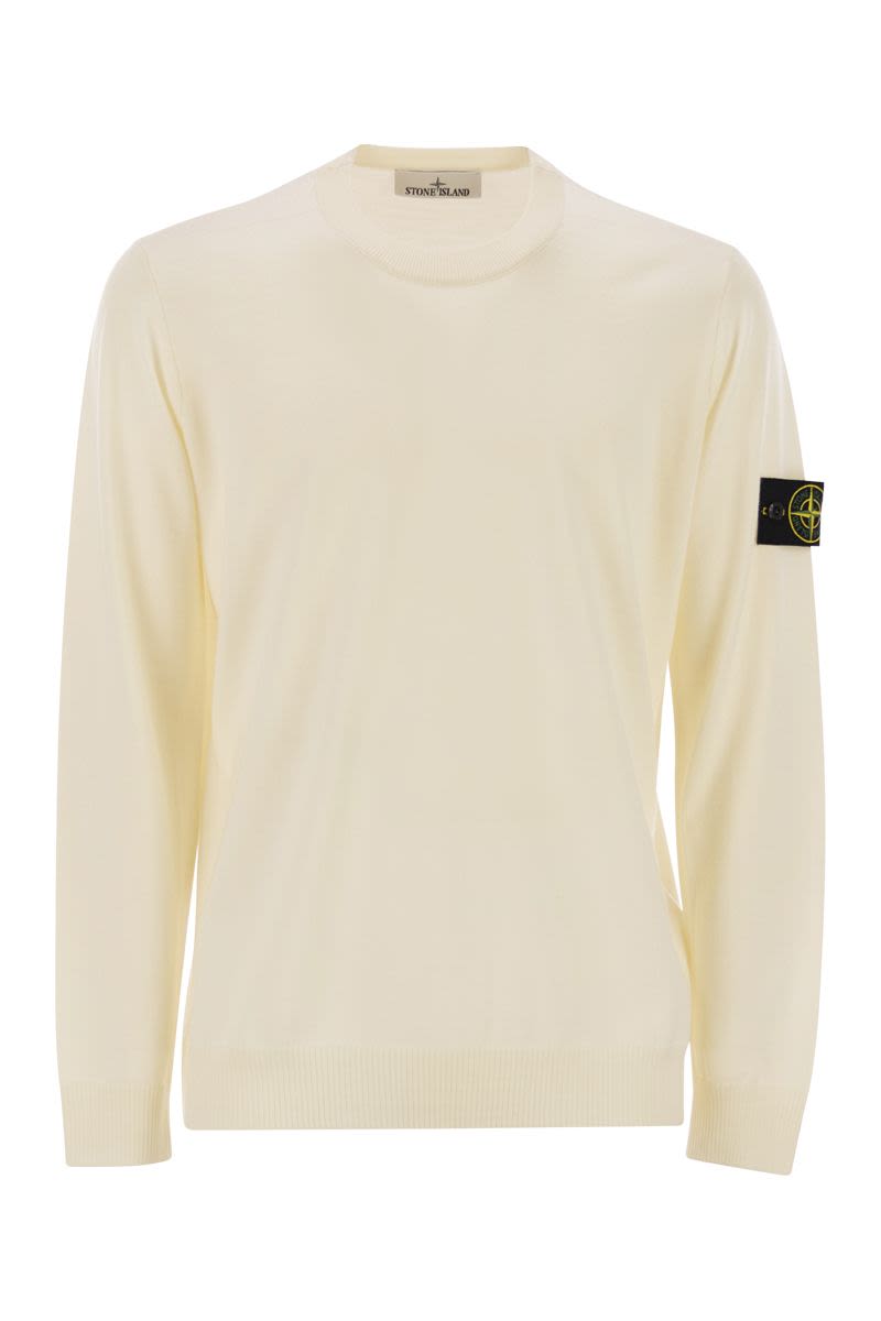 STONE ISLAND Round-Neck Jumper with Embossed Stitching - Size 14