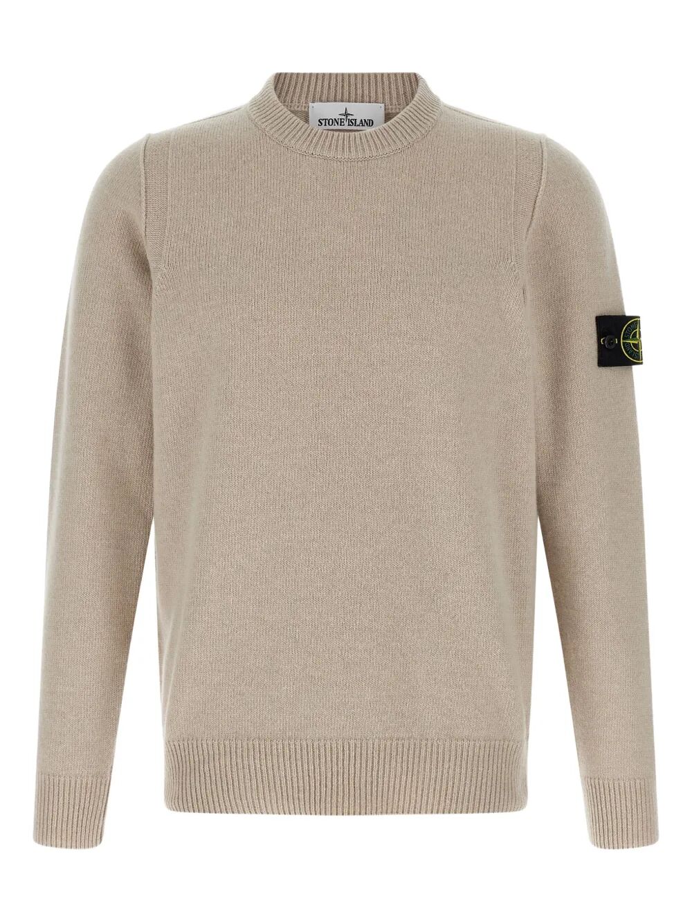 STONE ISLAND Crew Neck Wool Sweater with Reverse Stitch Details - Fall 2025