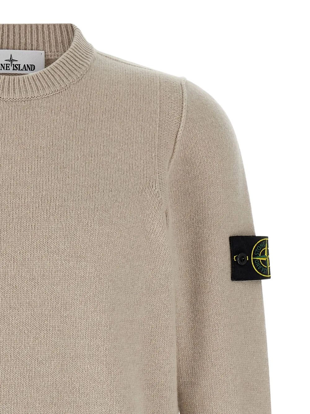 STONE ISLAND Crew Neck Wool Sweater with Reverse Stitch Details - Fall 2025