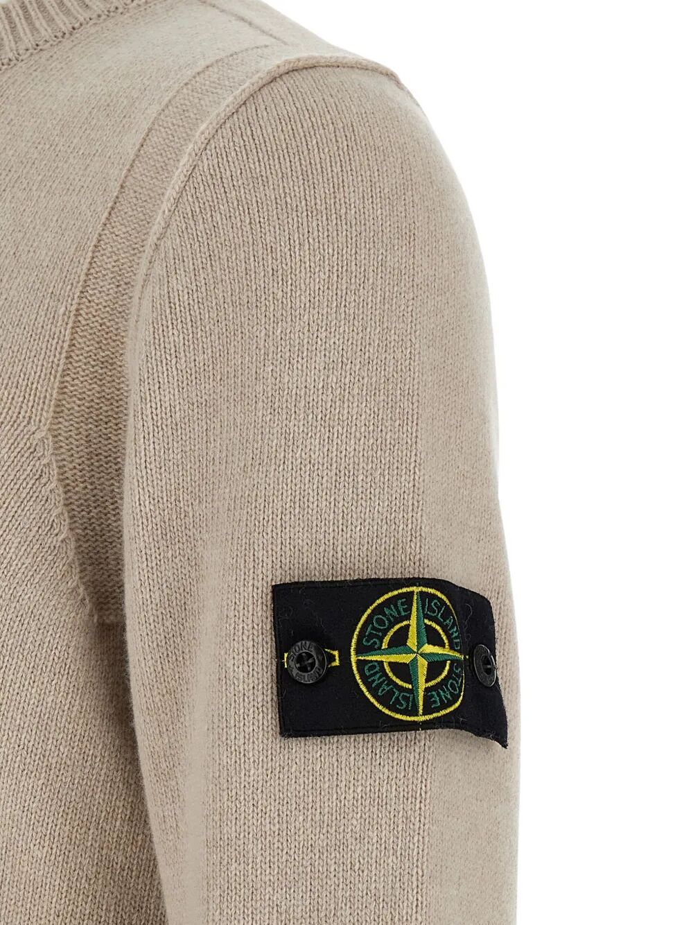 STONE ISLAND Crew Neck Wool Sweater with Reverse Stitch Details - Fall 2025