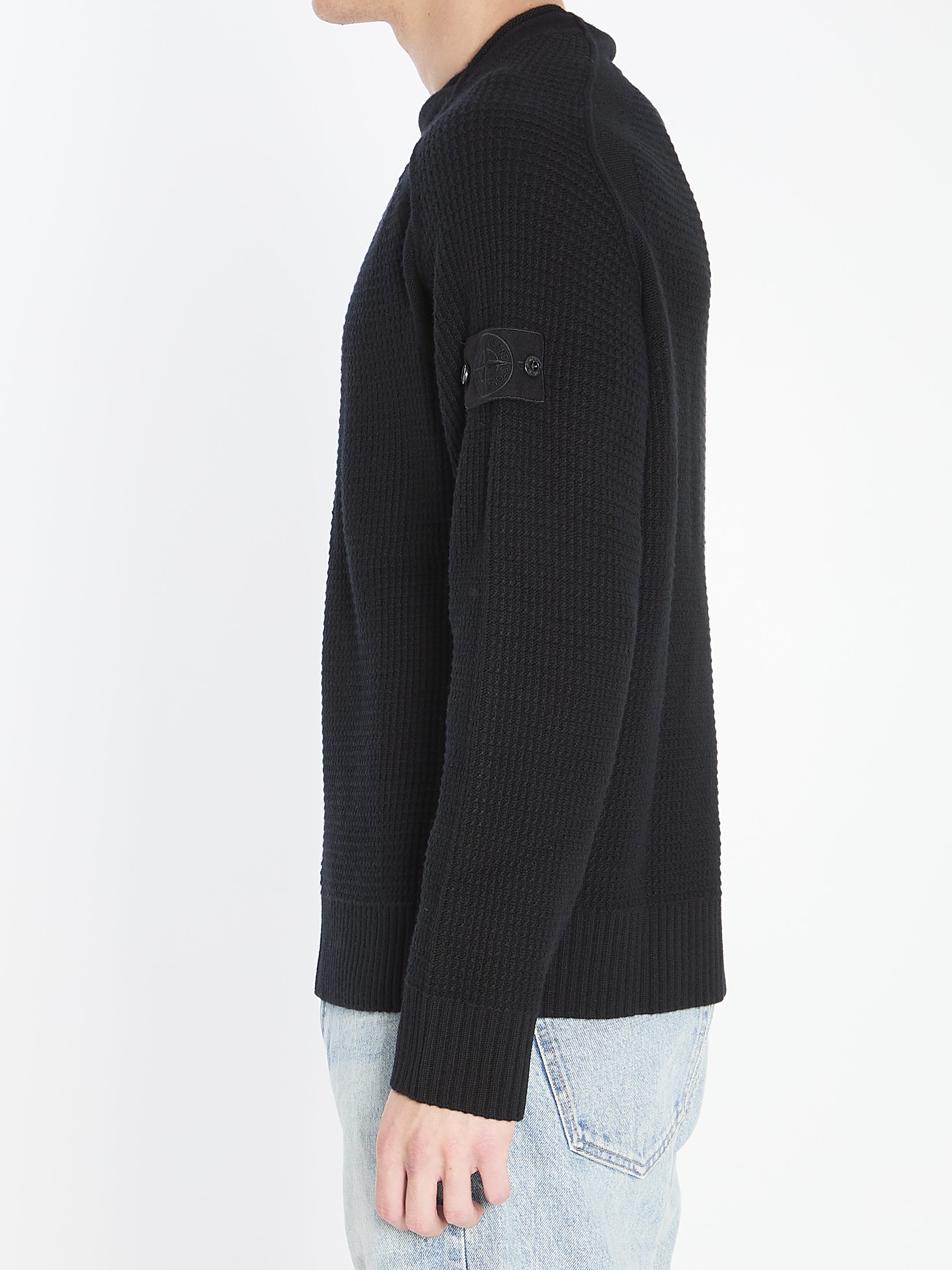 STONE ISLAND Ribbed Crew-Neck Wool Sweater for Men - FW25