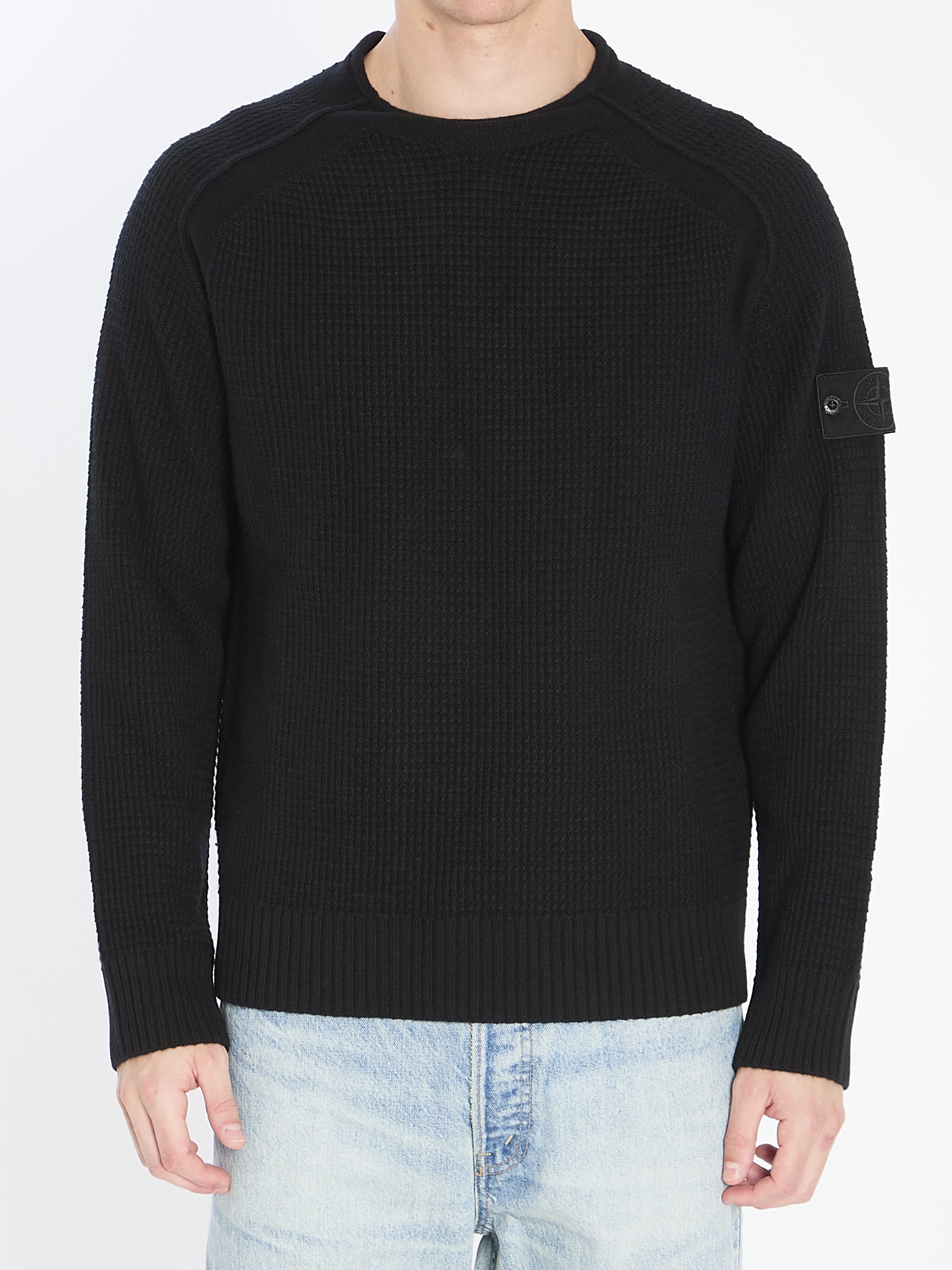 STONE ISLAND Ribbed Crew-Neck Wool Sweater for Men - FW25