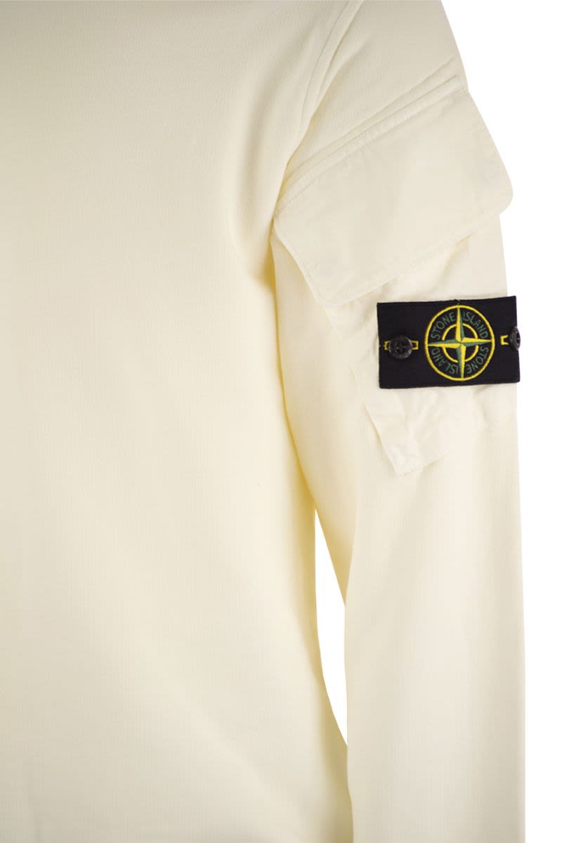STONE ISLAND Organic Cotton Crew Neck Sweater with Patch Pocket for Men