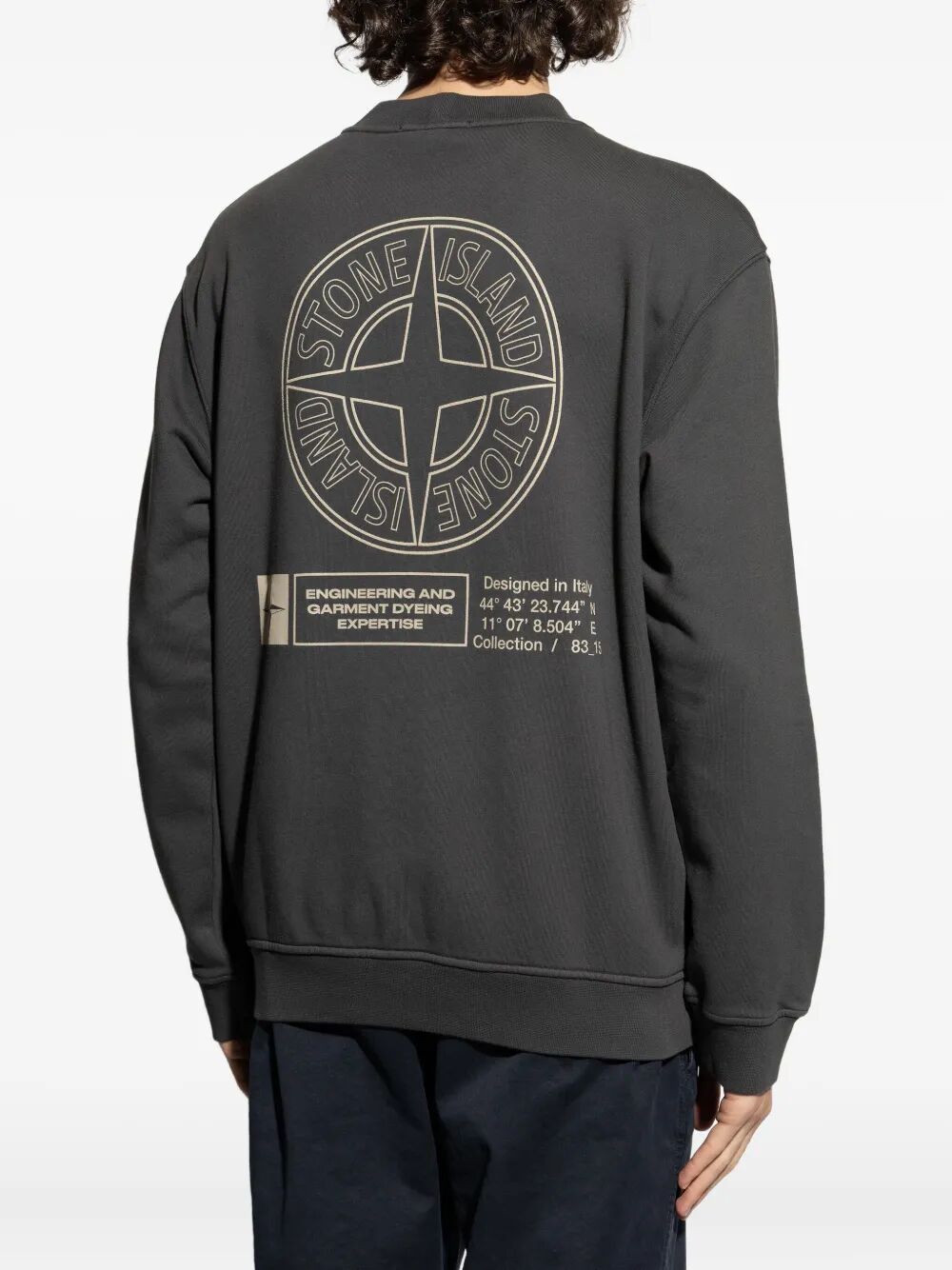 STONE ISLAND Oversized Sweatshirt with Industrial Flow Print - Size L