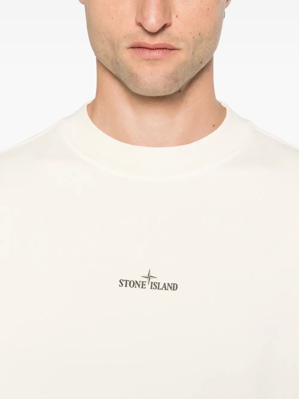 STONE ISLAND Oversized Fit Cotton Fleece Sweatshirt with Industrial Print