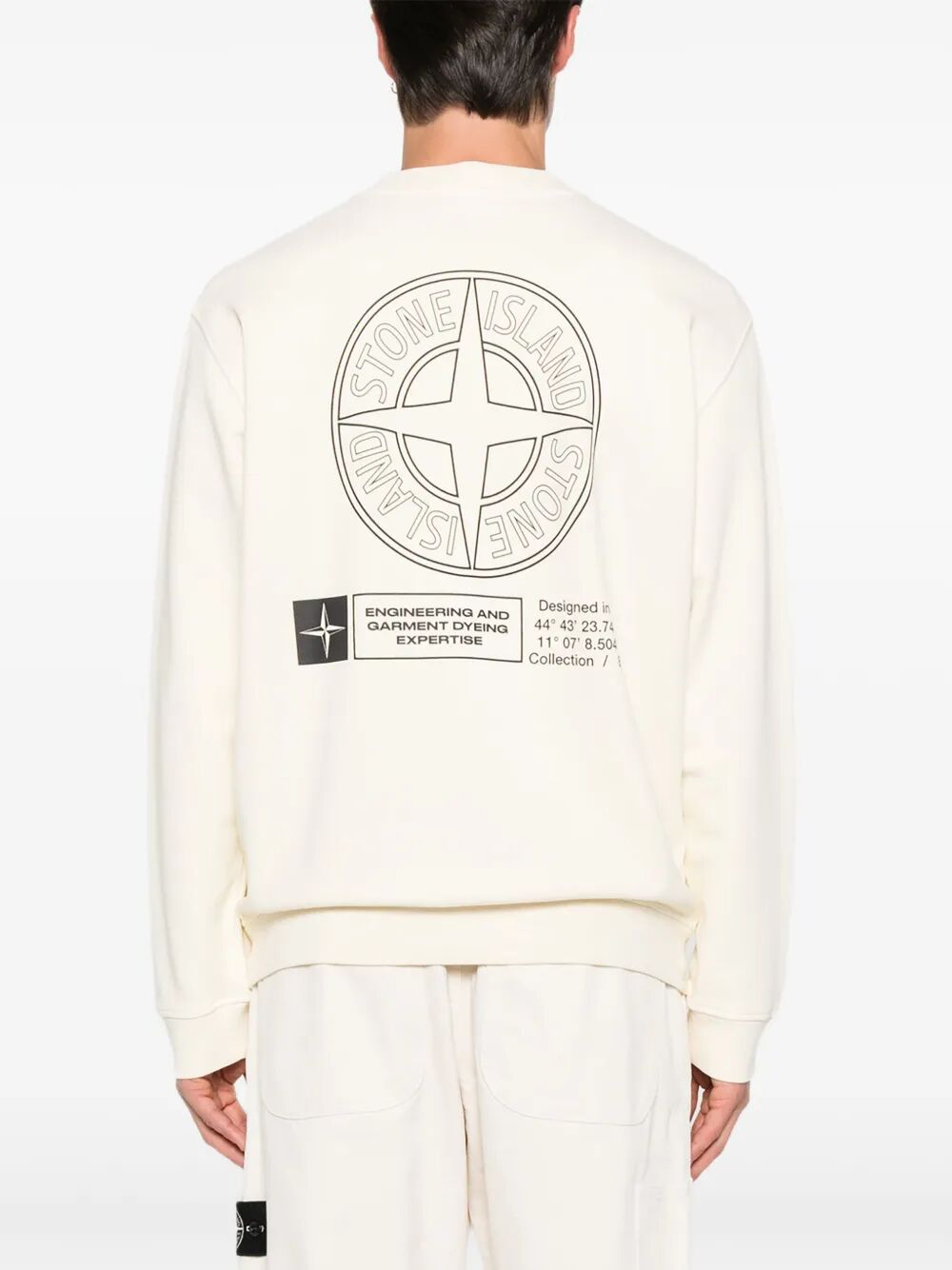 STONE ISLAND Oversized Fit Cotton Fleece Sweatshirt with Industrial Print