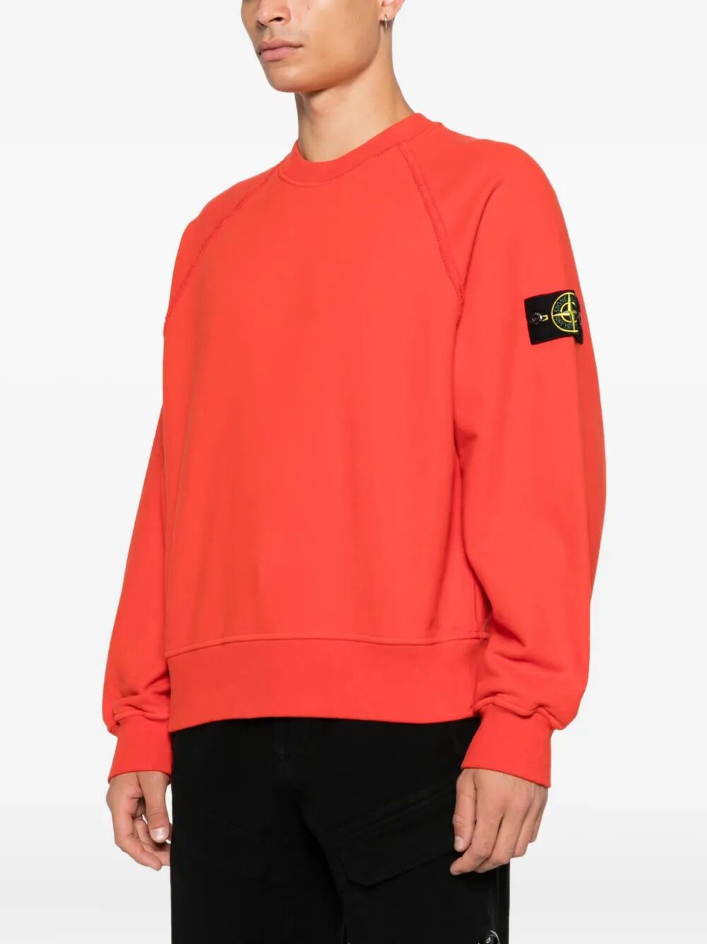 STONE ISLAND Oversized Fit Crewneck Sweatshirt in Brushed Organic Cotton Fleece