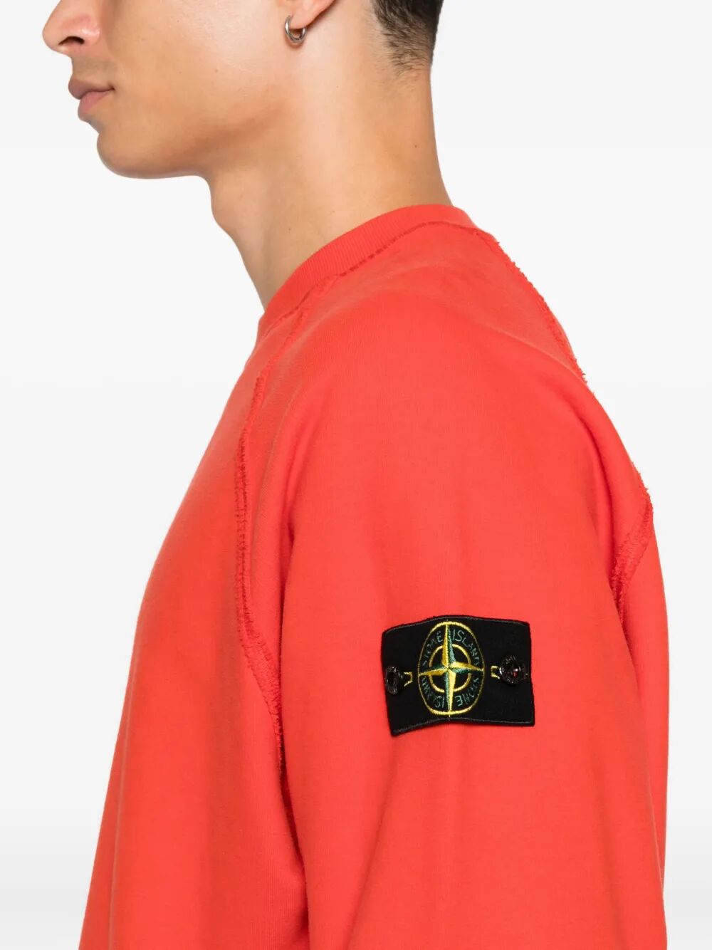 STONE ISLAND Oversized Fit Crewneck Sweatshirt in Brushed Organic Cotton Fleece