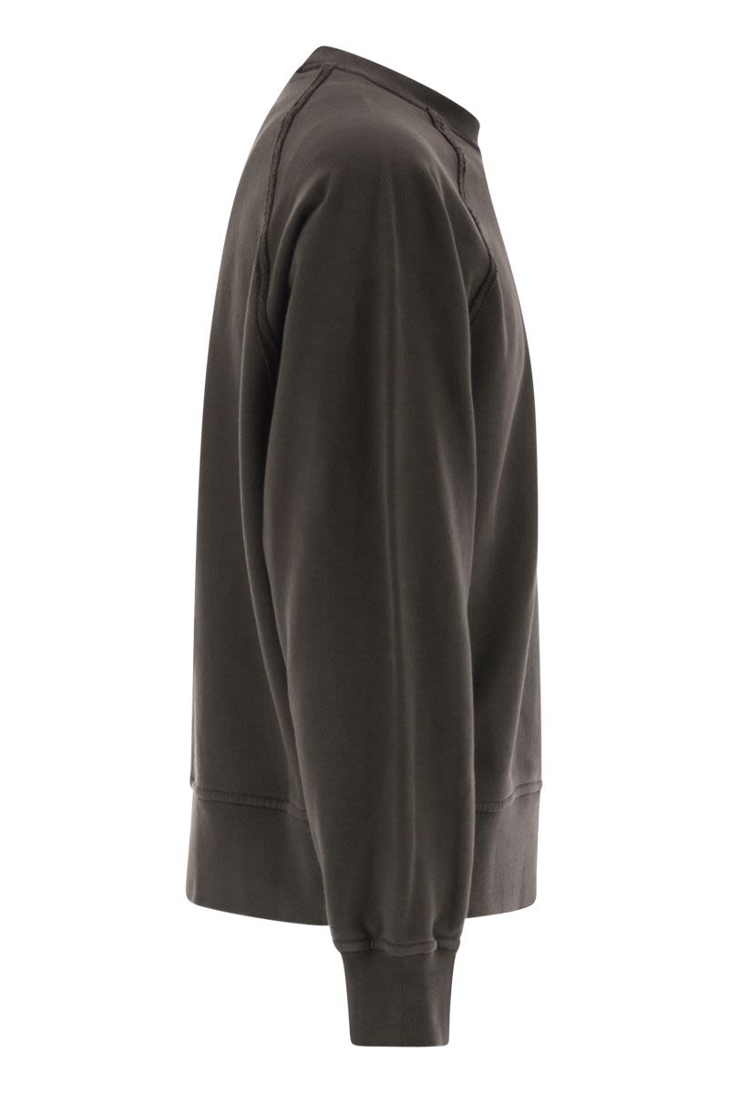 STONE ISLAND Oversized Crew Neck Sweatshirt with Raglan Sleeves