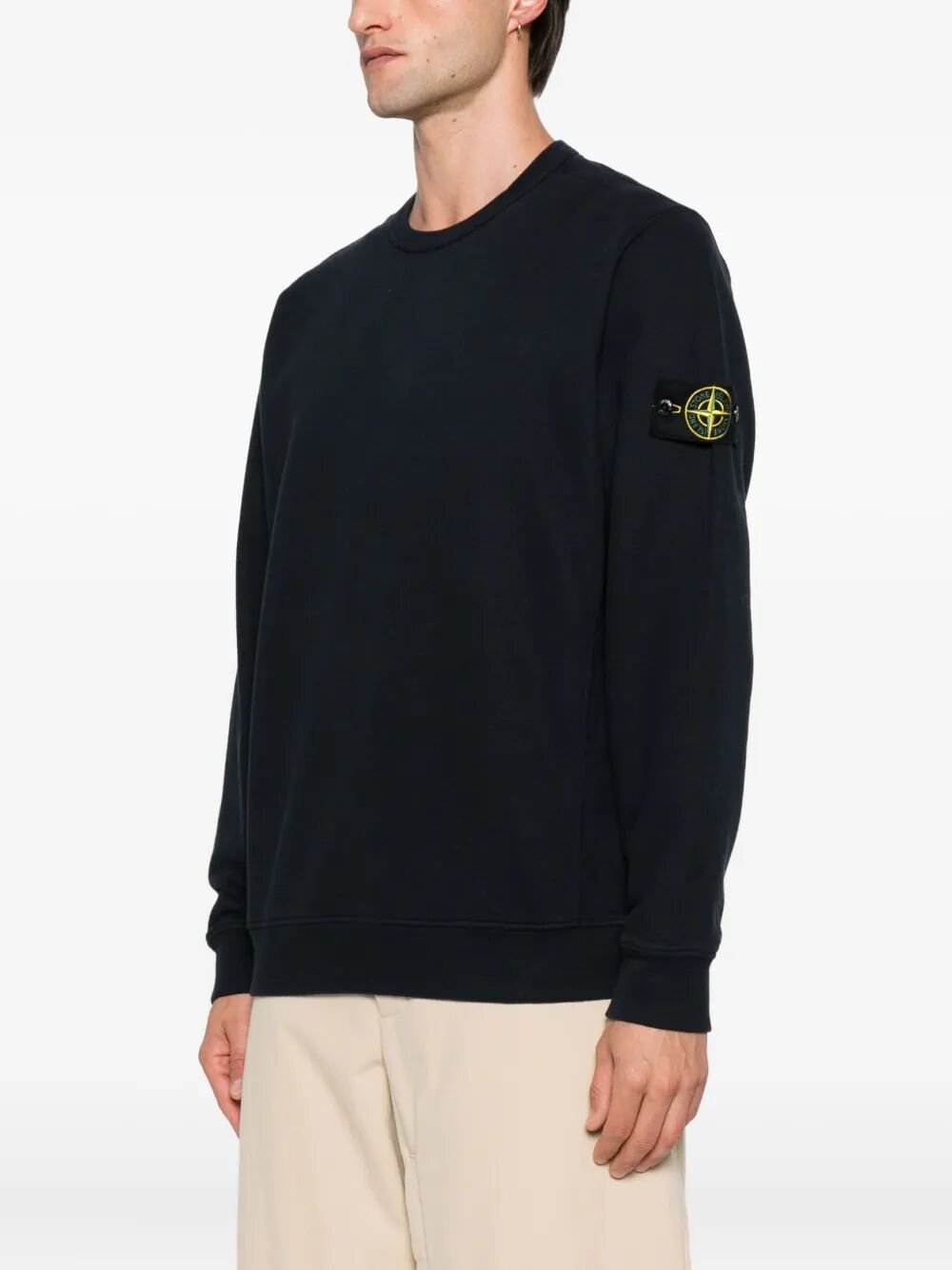 STONE ISLAND Cotton Fleece Crew Neck Sweatshirt - Men's