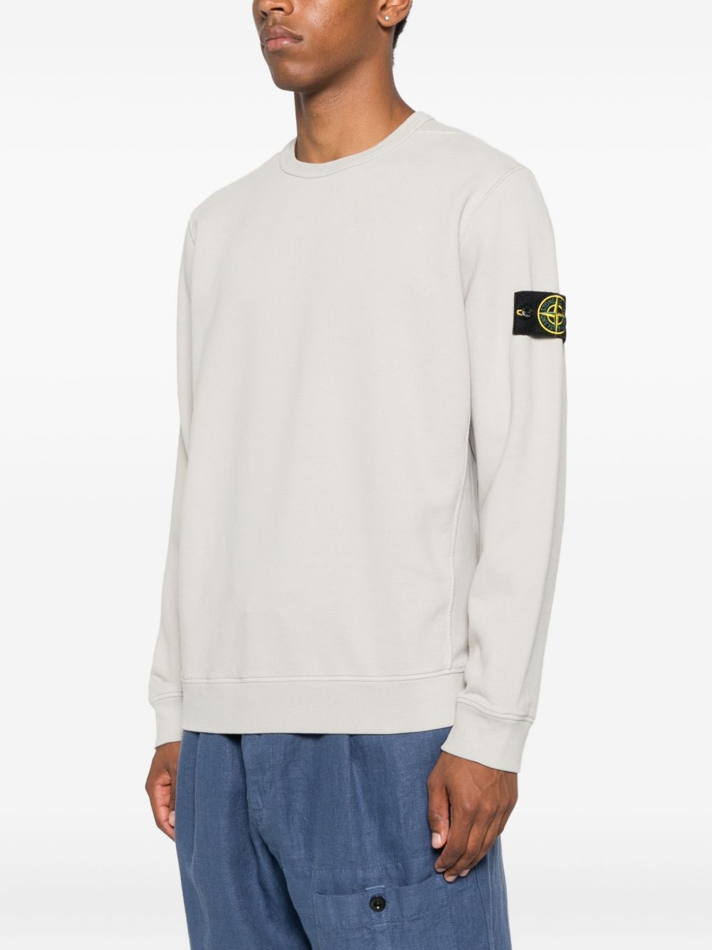 STONE ISLAND Logo Cotton Crewneck Sweatshirt - FW25