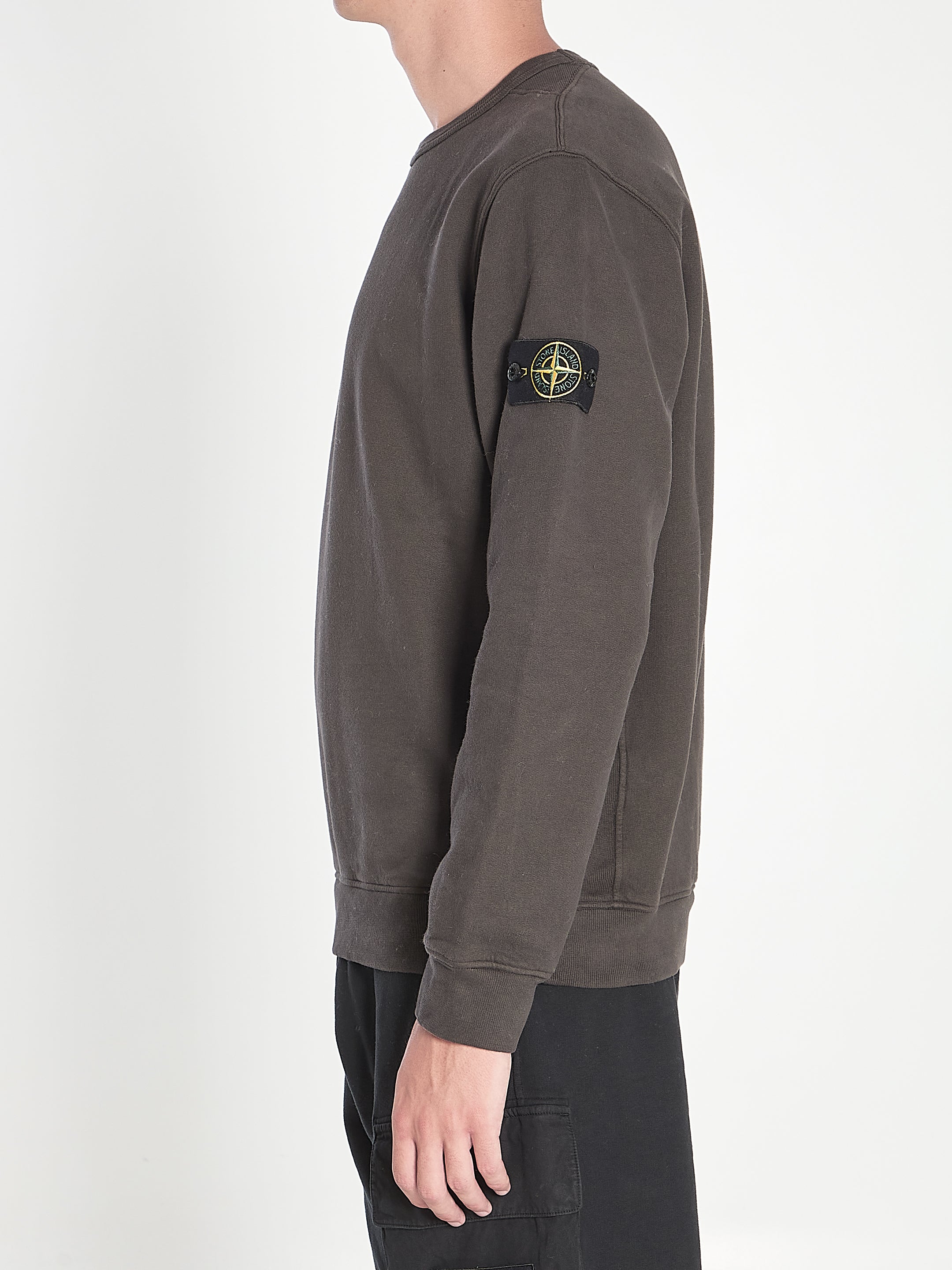 STONE ISLAND Crewneck Sweatshirt with Badge for Men