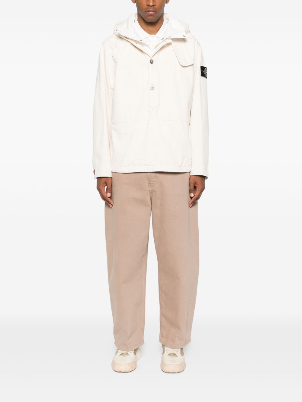 STONE ISLAND Men's Classic Hooded Coat with Front Button Fastening