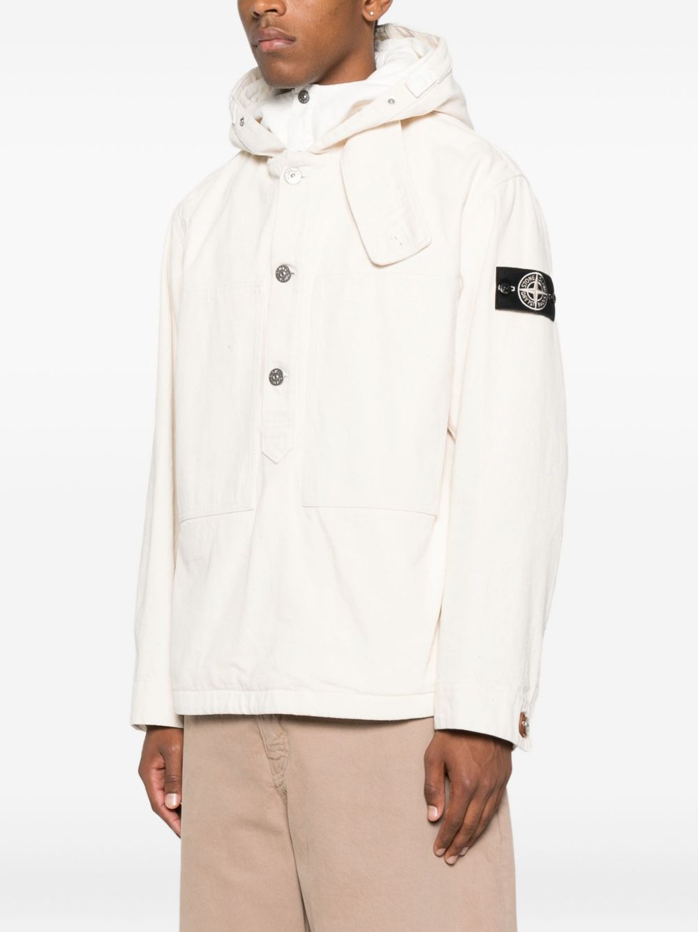 STONE ISLAND Men's Classic Hooded Coat with Front Button Fastening