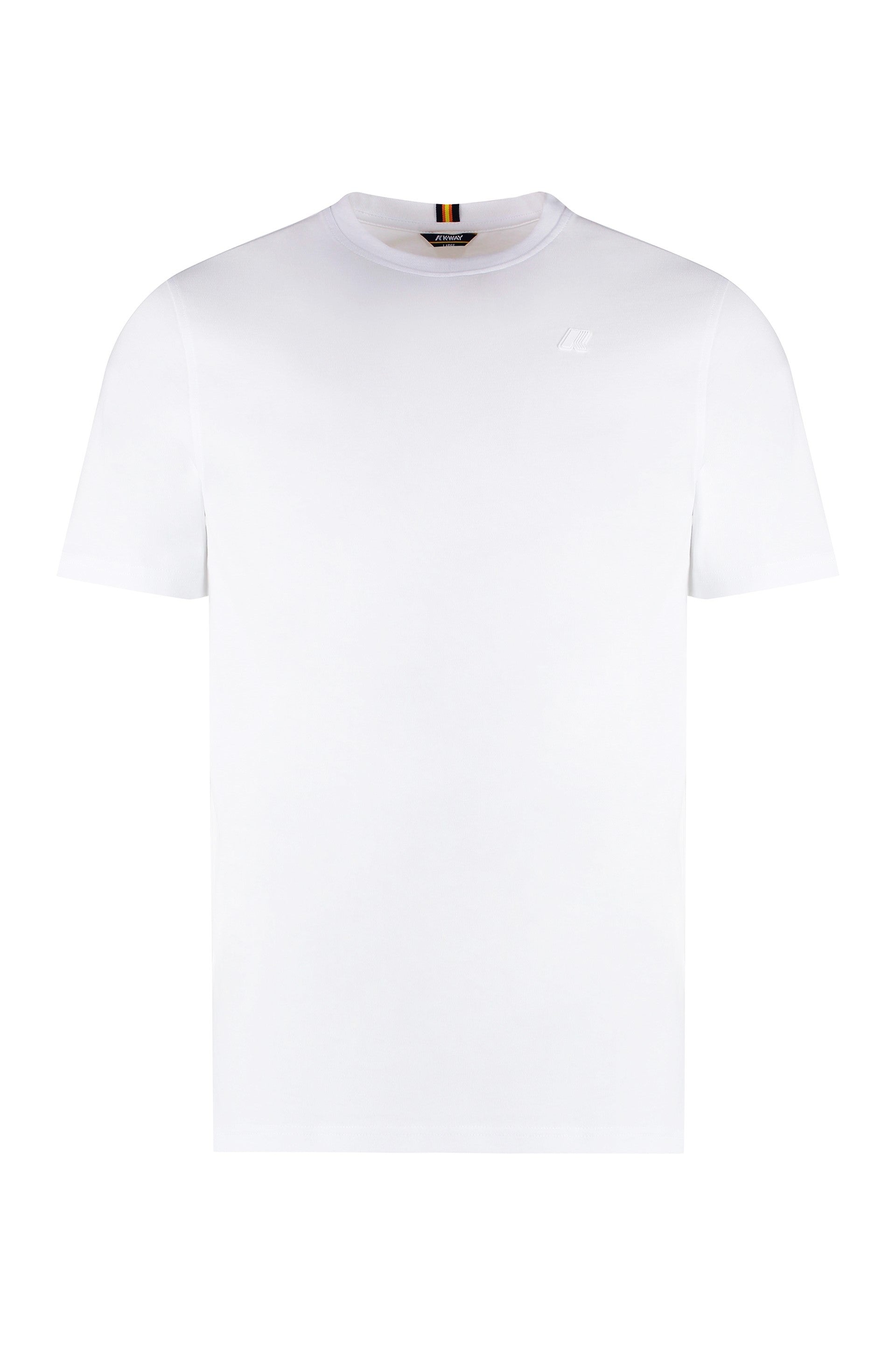 K-WAY Men's Slim Fit Crew-Neck Cotton T-Shirt with Logo Patch