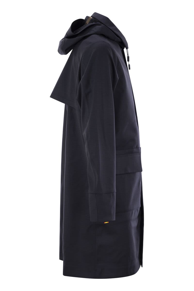 K-WAY Three-Quarter Length Men's Jacket in Wool-Blend Technical Fabric