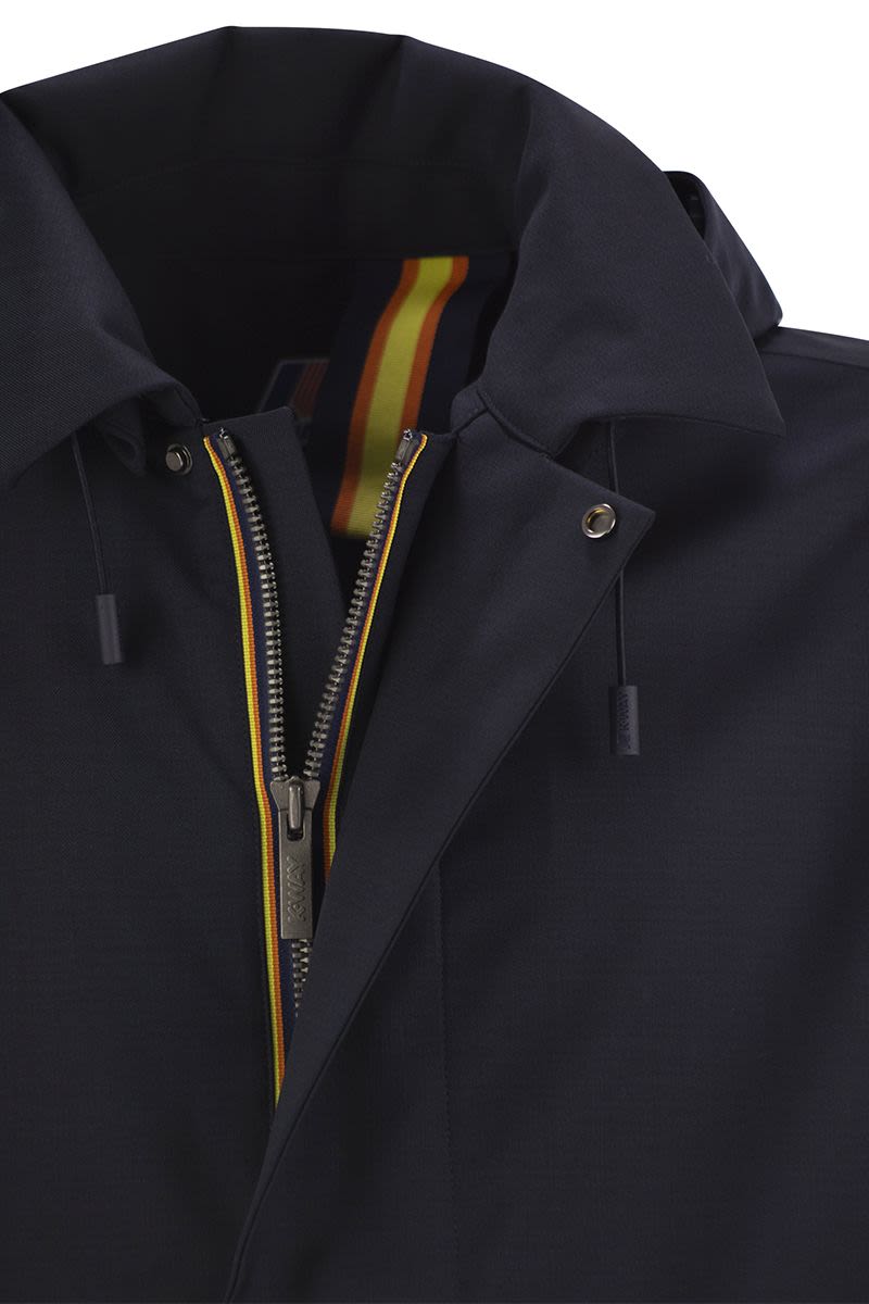 K-WAY Three-Quarter Length Men's Jacket in Wool-Blend Technical Fabric