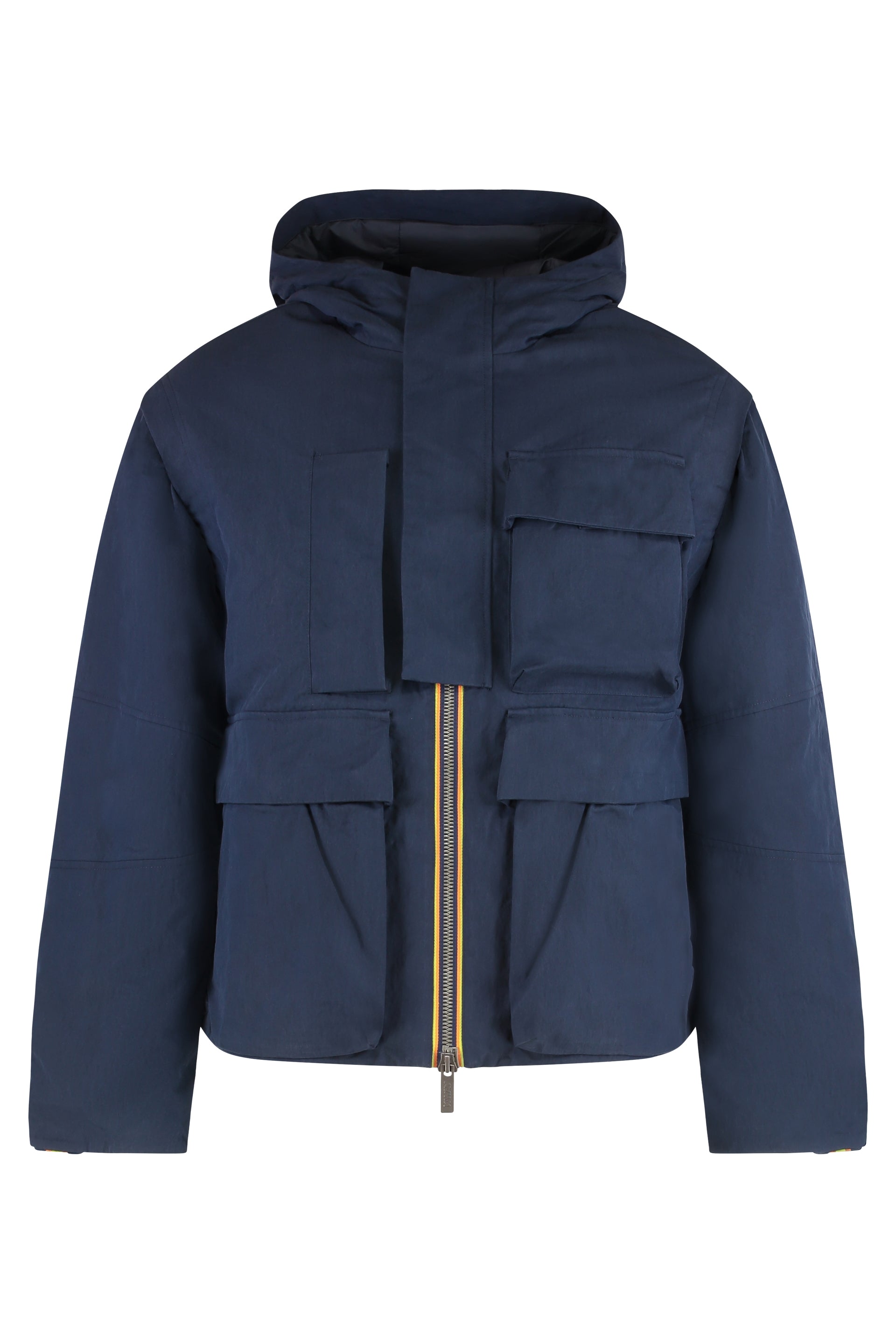 K-WAY Men's Padded Short Parka Jacket with Adjustable Hood