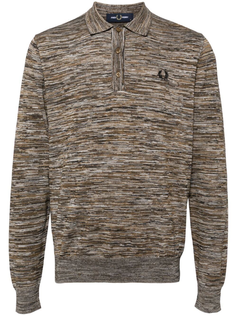 FRED PERRY Space Dye Knit Long Sleeve Shirt for Men