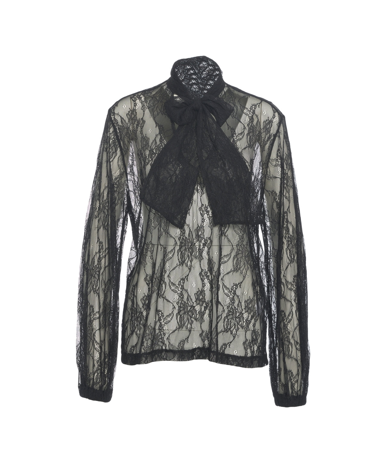 KAOS Elegant Lace High Neck Shirt with Bow Details