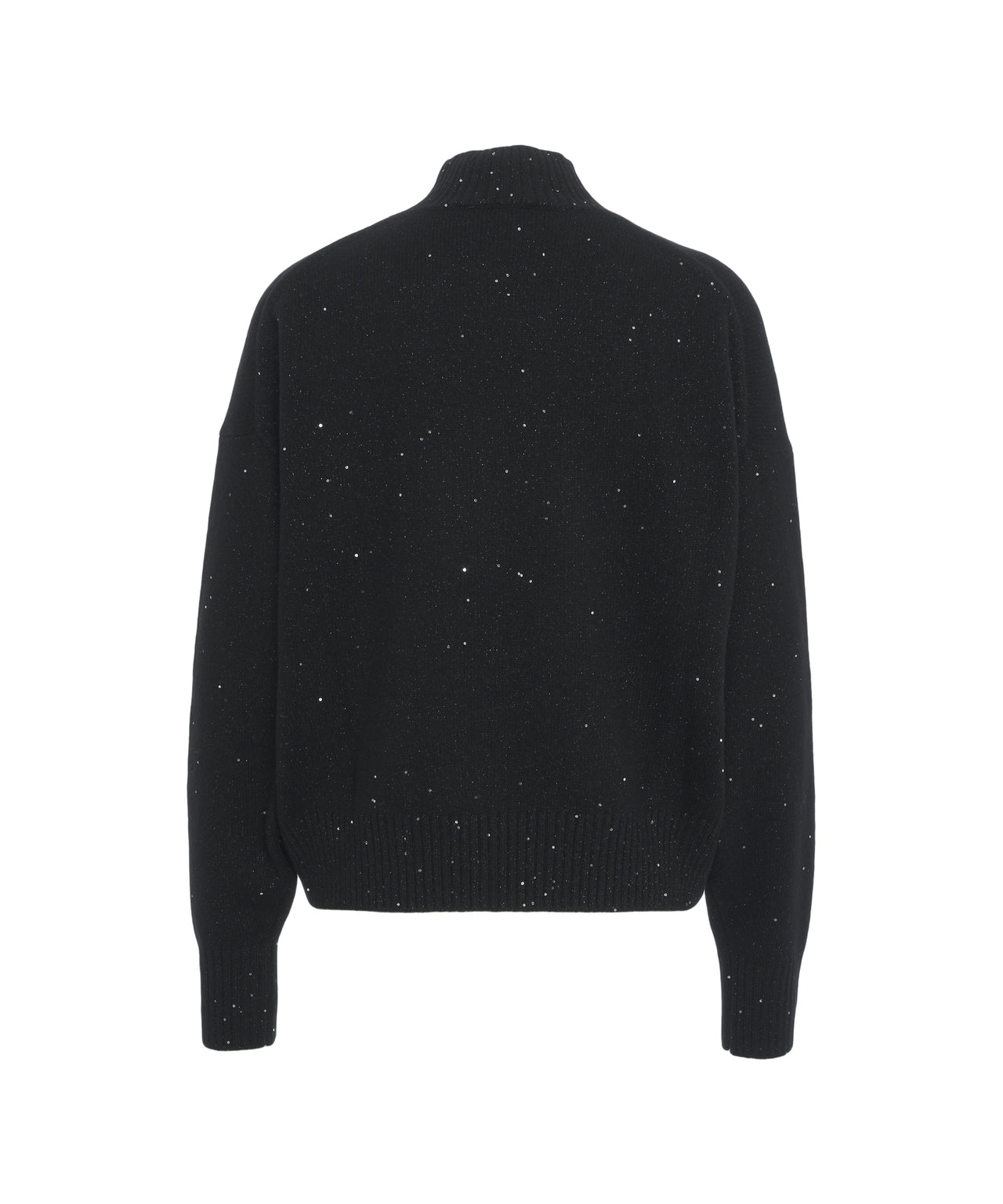 KAOS Chic Glitter Knit Pullover with High Collar for Women