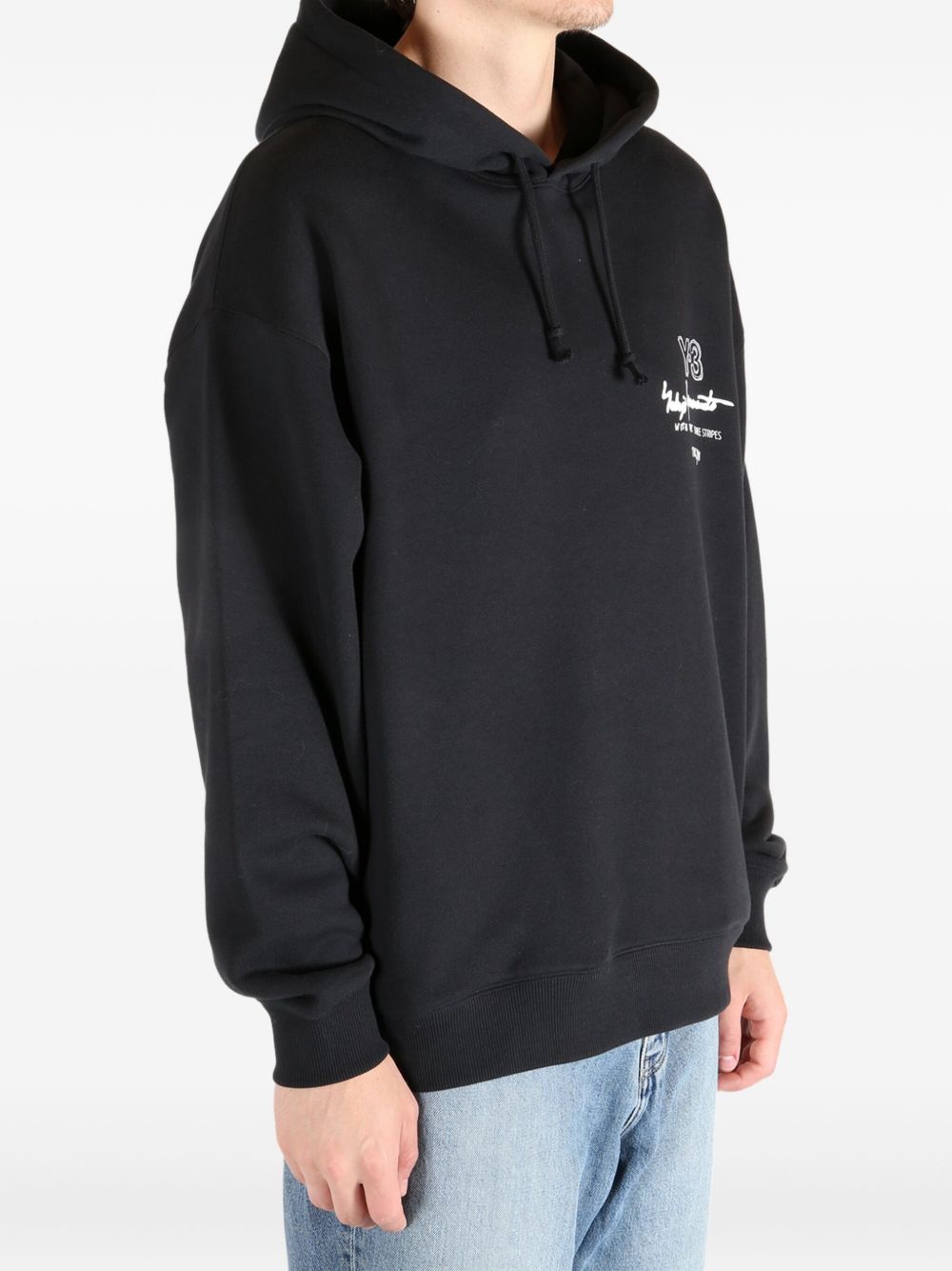 Y-3 Men's Graphic Cotton Hoodie with Side Pockets