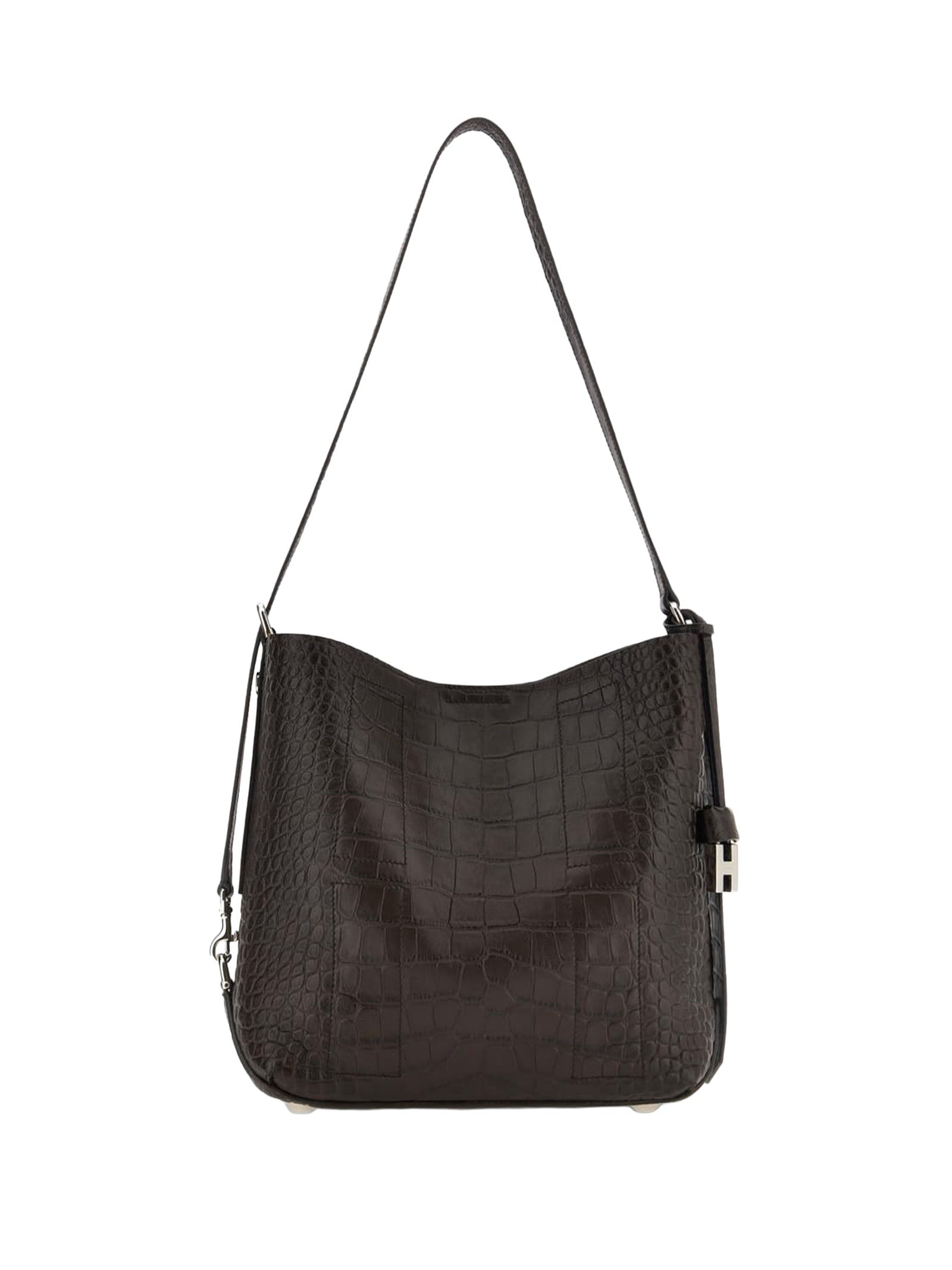 HOGAN Mini Hobo Handbag in Crocodile-Print Leather with Adjustable Shoulder Strap