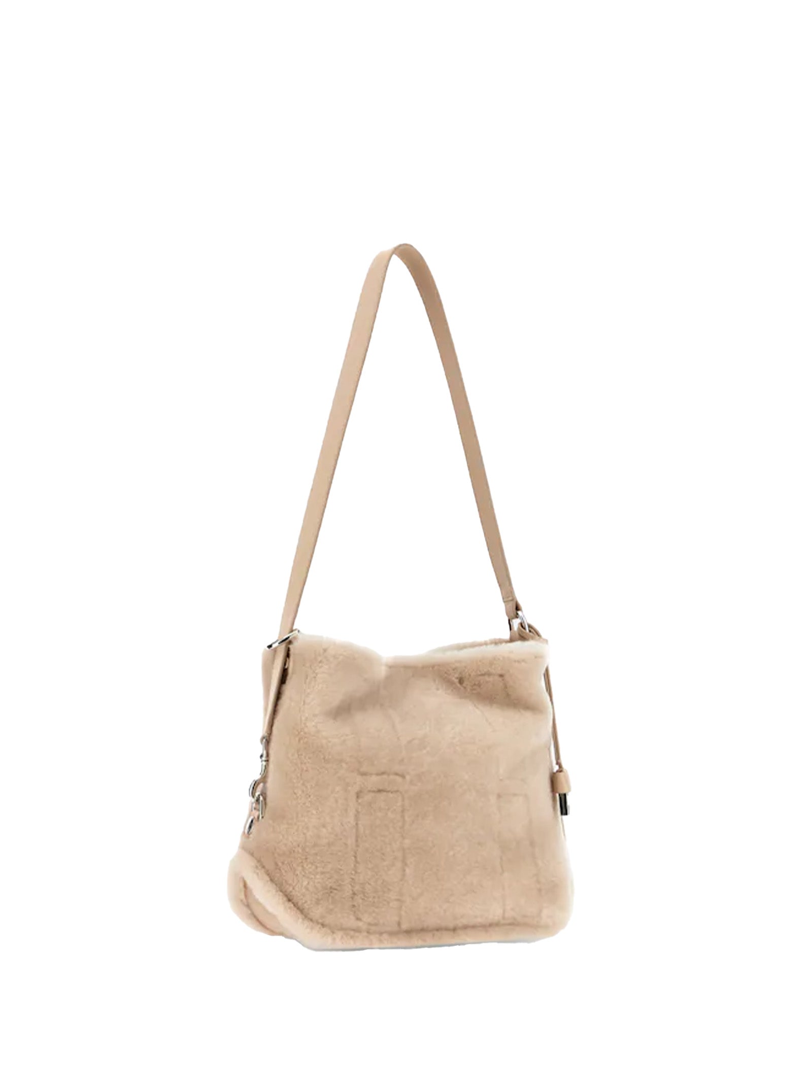 HOGAN Hobo Handbag in Shearling with Smooth Leather Inserts